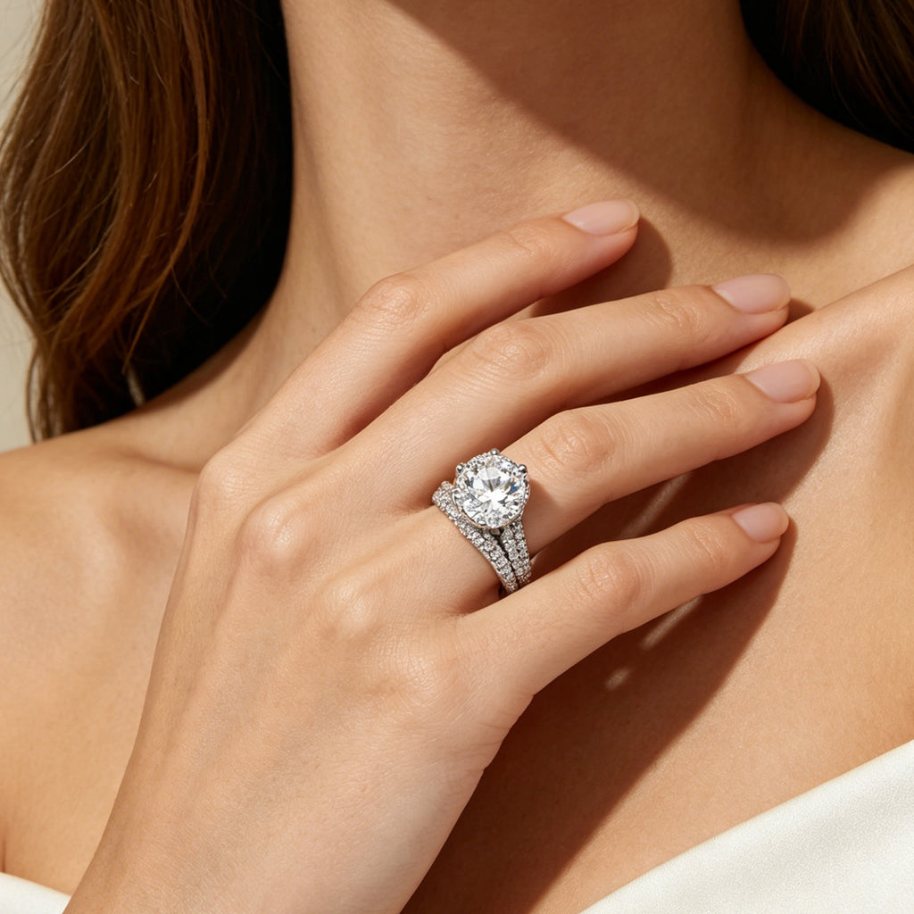 RADIANT ORBIT 4 CT Round Lab-Grown Diamond Bridal Ring Set