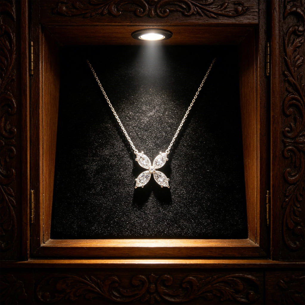 Marquise Bloom Moissanite Clover Necklace