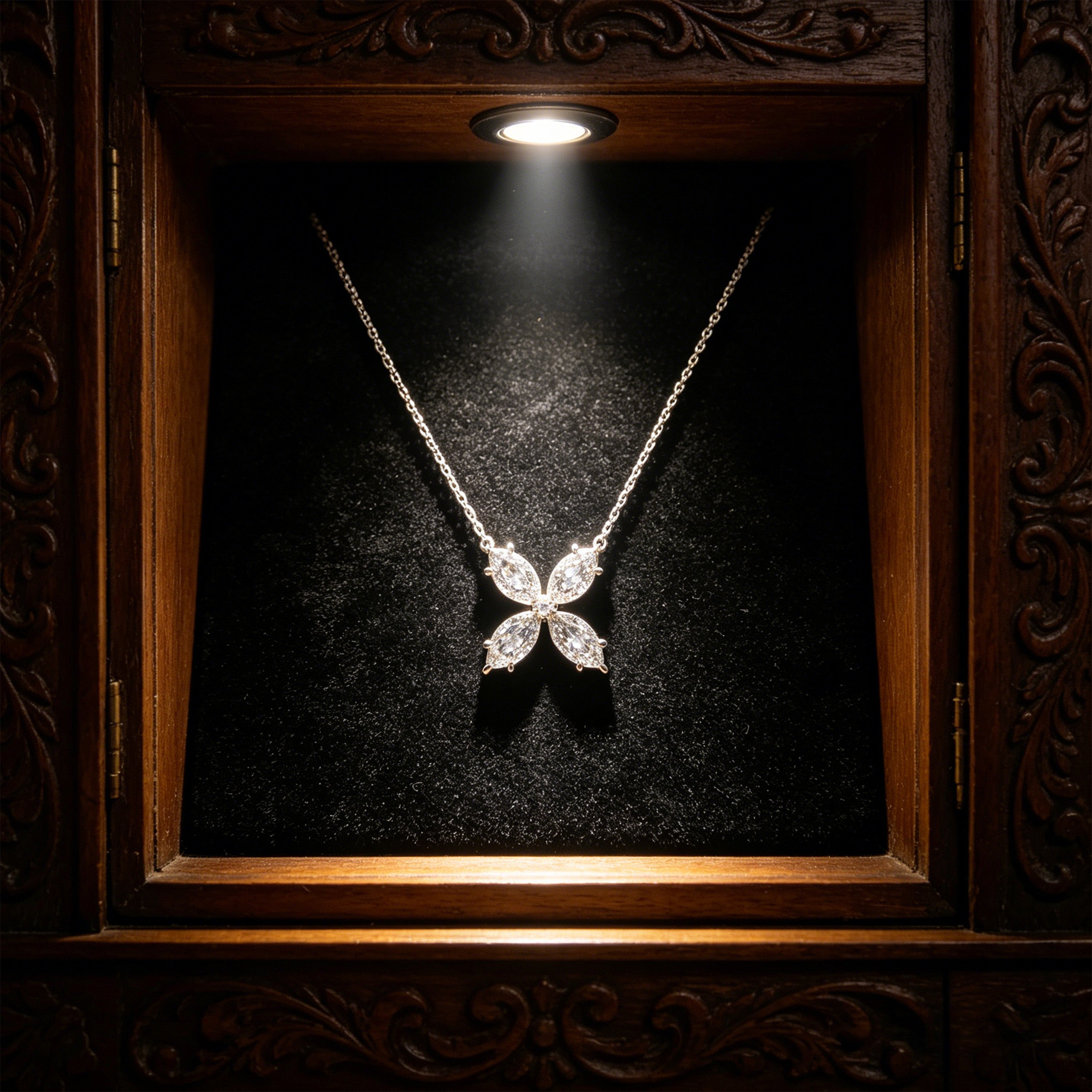 925 Sterling Silver Marquise Moissanite Clover Pendant Necklace, 1.35 CTW for Women