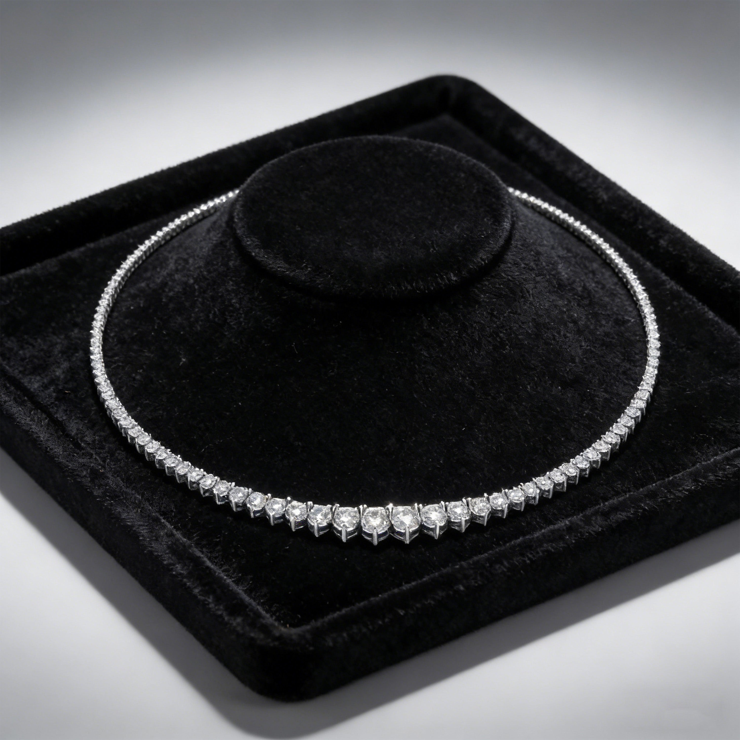 925 Sterling Silver Moissanite Necklace, Handmade Luxury Tennis Necklace for Women