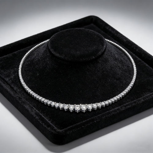 Cascade of Light Graduated Moissanite Necklace in Sterling Silver