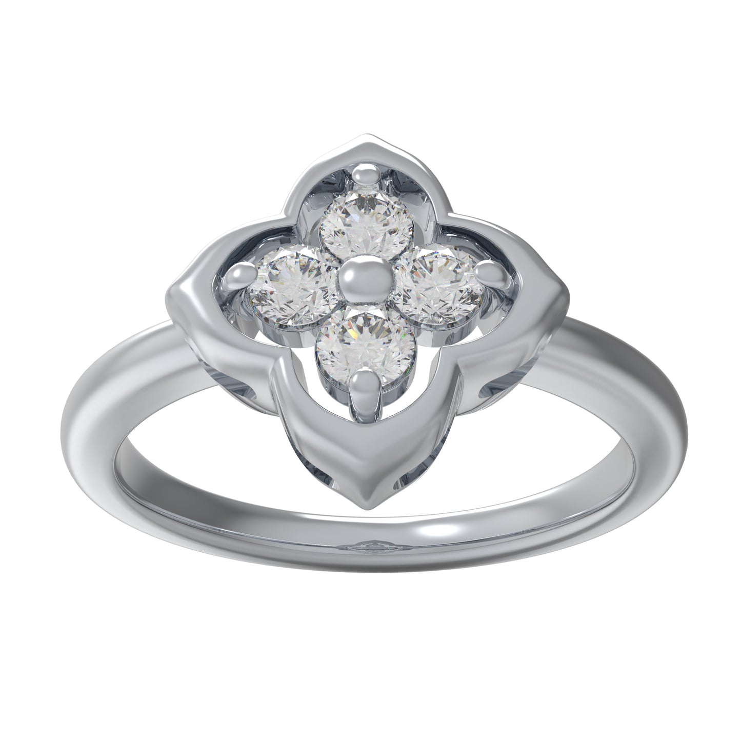 925 Sterling Silver Song Dynasty Inspired Moissanite Ring, 0.2 CTW, 4 Lab-Created Moissanites Promise Ring
