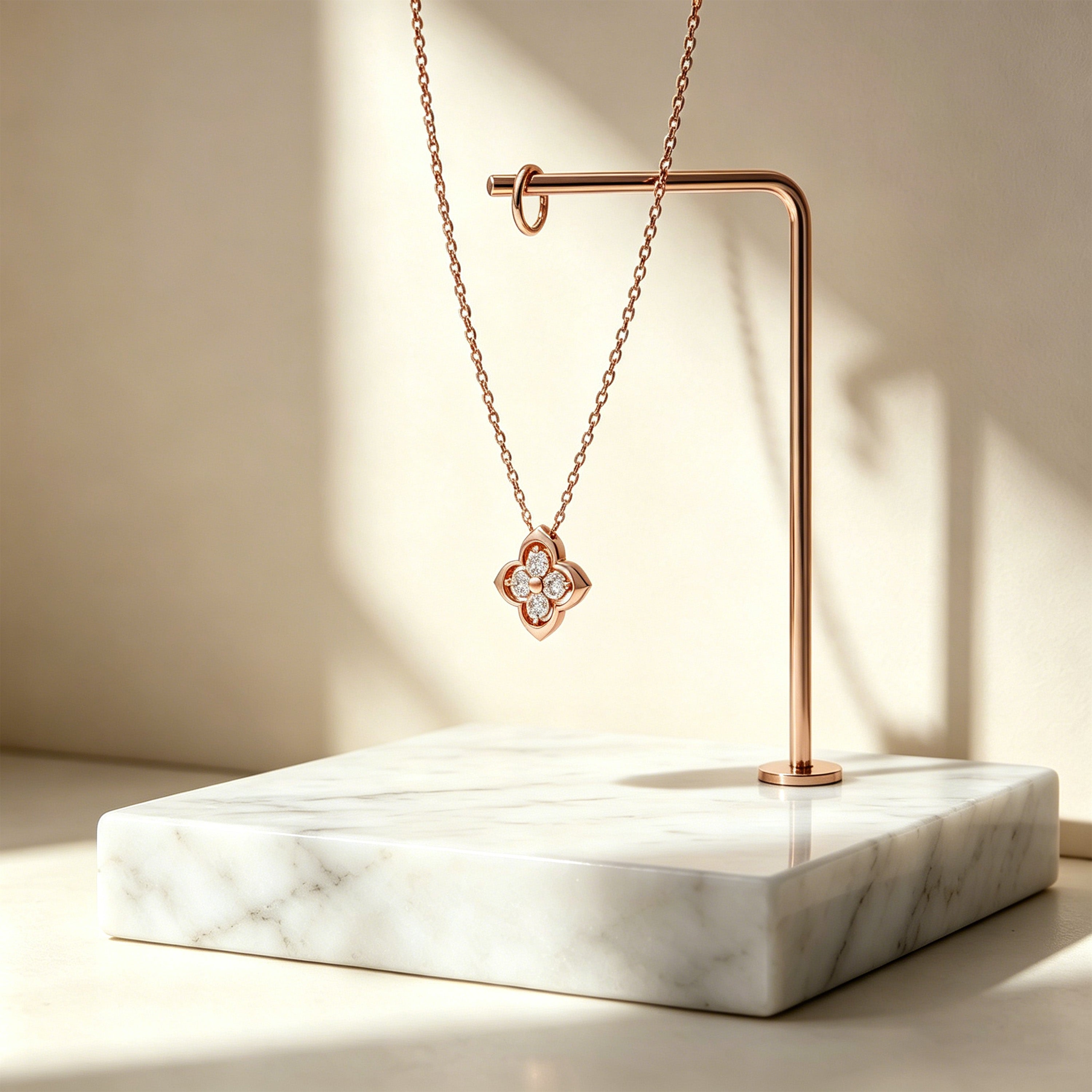 Women's Rose Gold Pendant Necklace, 0.4ct Lab-Grown Diamond, Song Dynasty Aesthetics Jewelry, Ideal Gift for Sister, Mother, Lover, Client