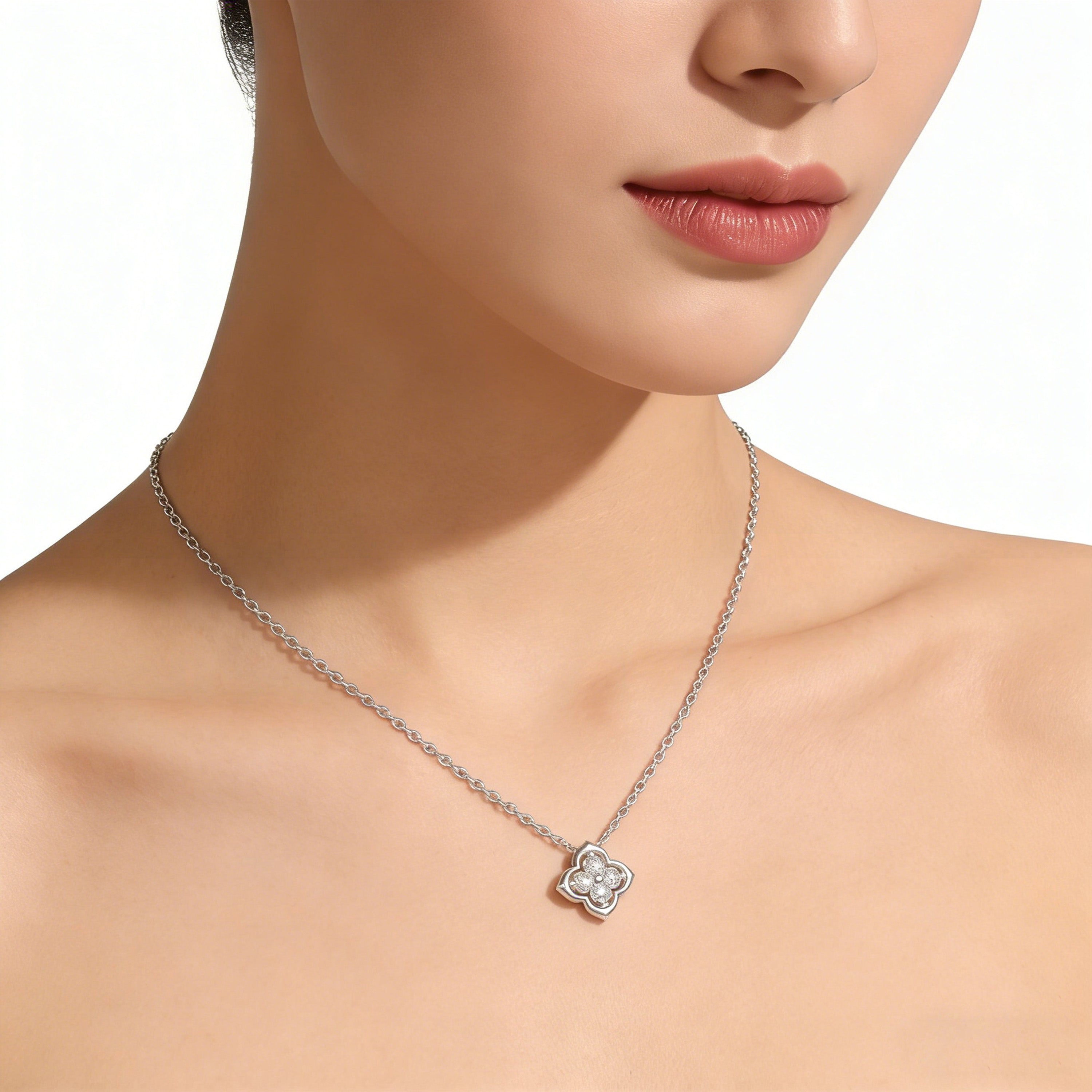 Women's Sterling Silver Pendant Necklace, 0.4ct Lab-Grown Diamond, Song Dynasty Aesthetics Jewelry, Ideal Gift for Sister, Mother, Lover, Client