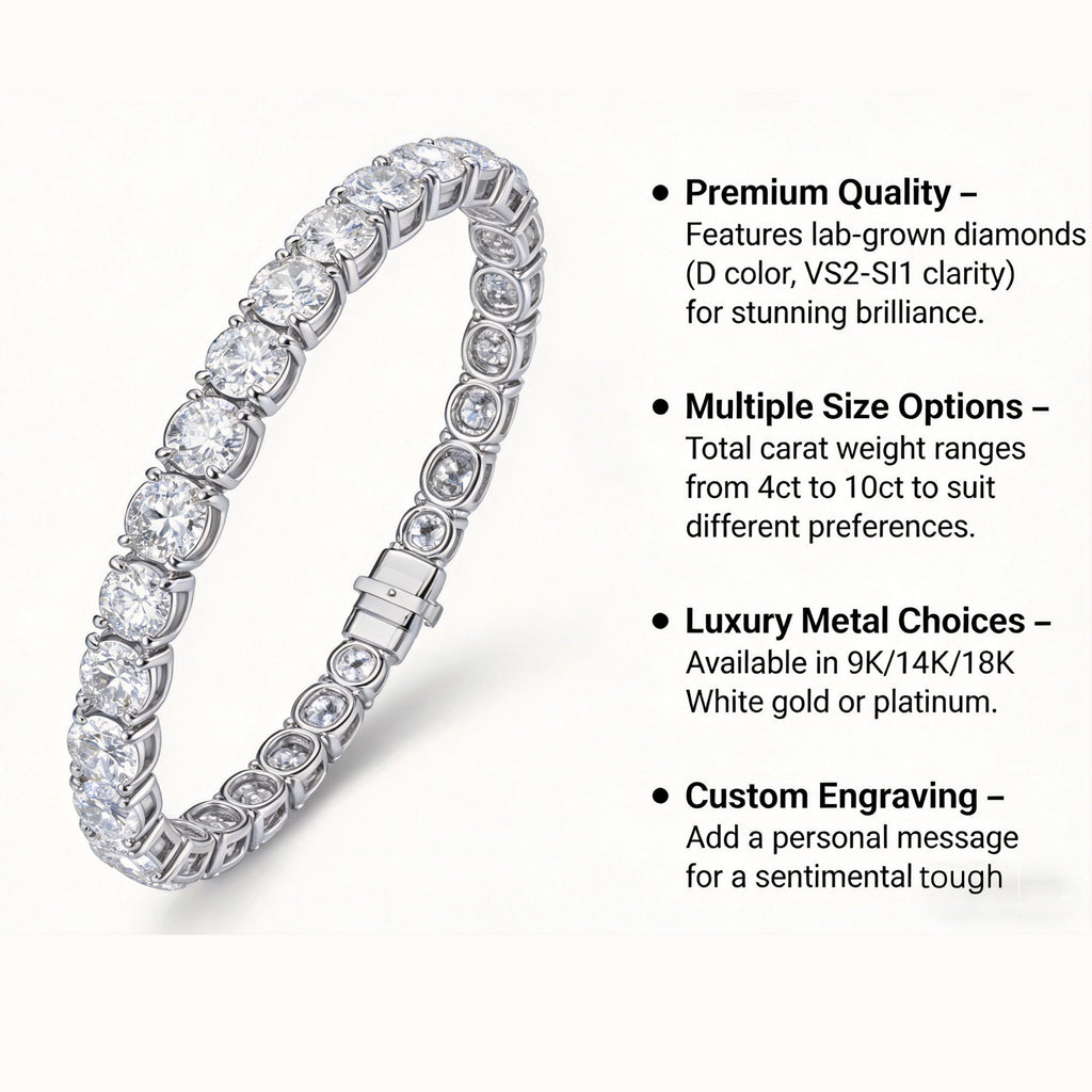 ELVORIQUE 4–10 CTW Lab-Grown Diamond Tennis Bracelet