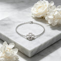 Lucky Hearts Four-Leaf Clover Moissanite Bracelet in Sterling Silver