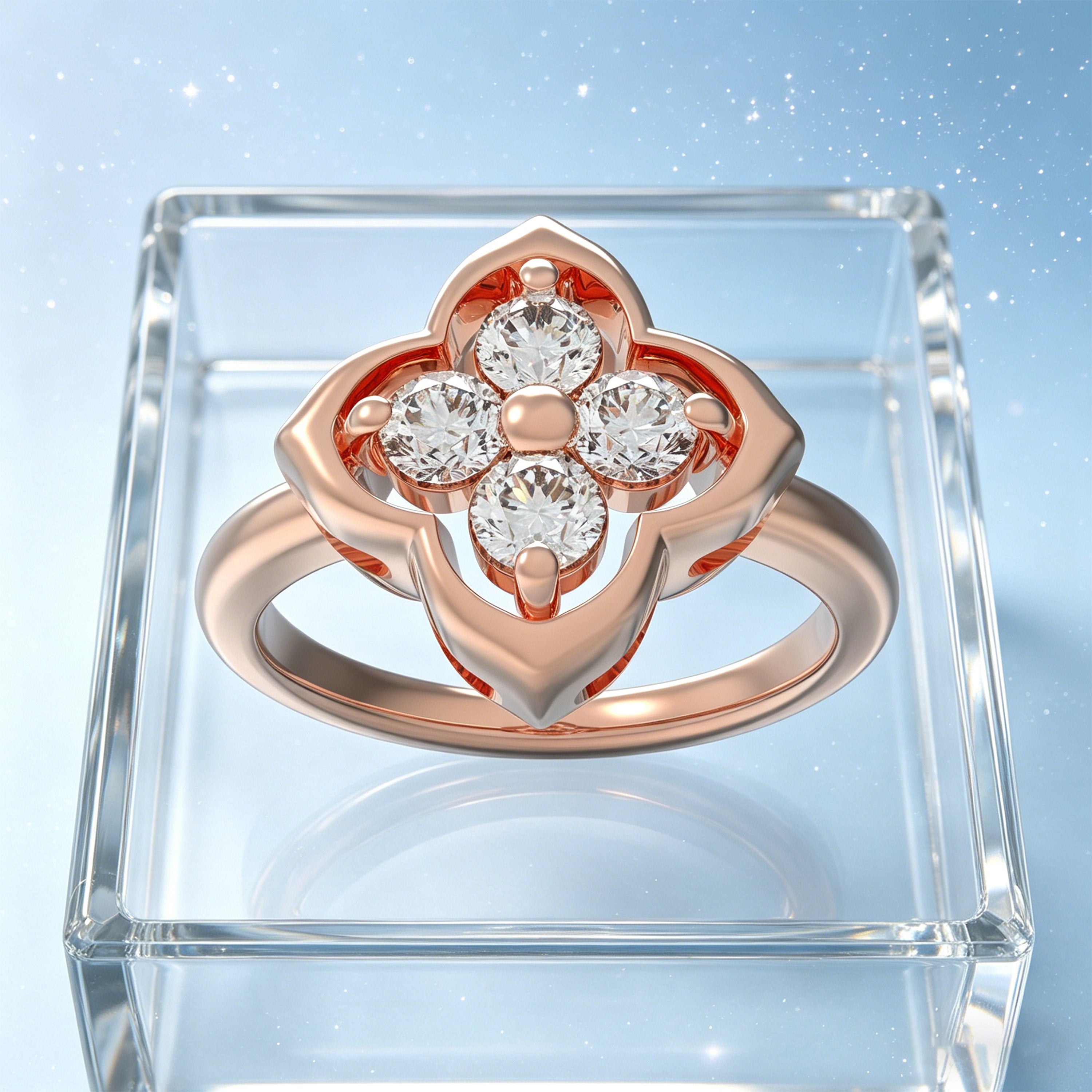 Serene Bloom Clover Diamond Ring