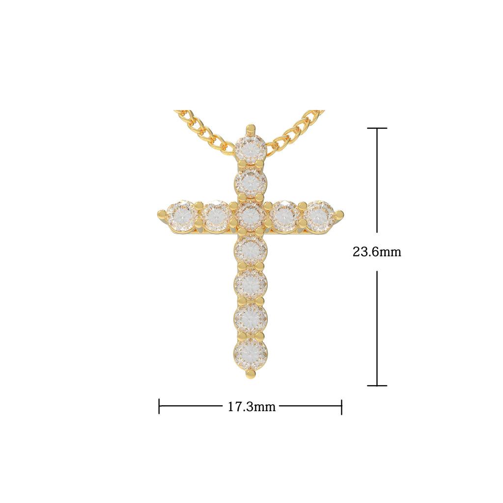 Golden Providence 0.70 CT Lab-Grown Diamond Cross Necklace in 10K or 14K Gold