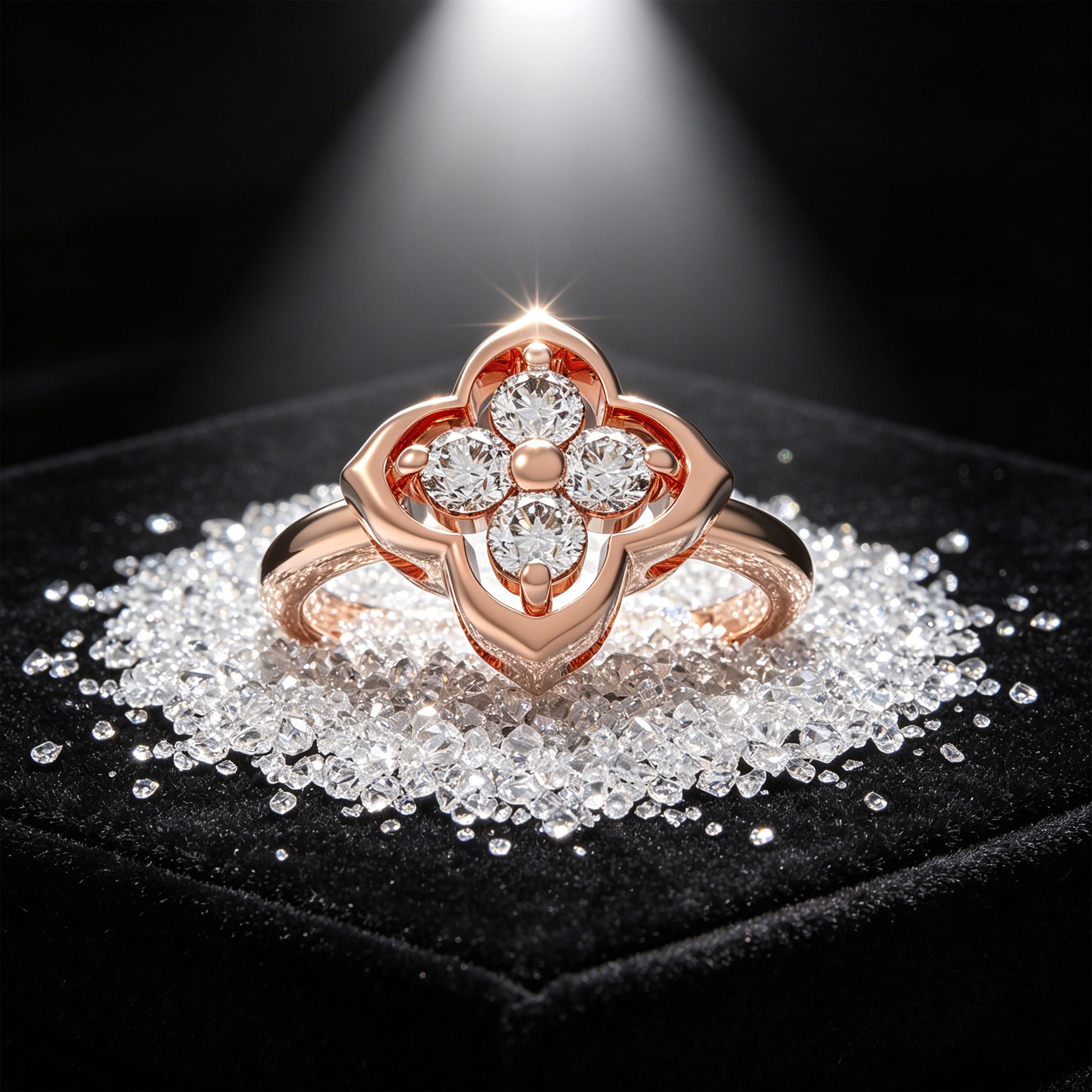 Serene Bloom Clover Diamond Ring