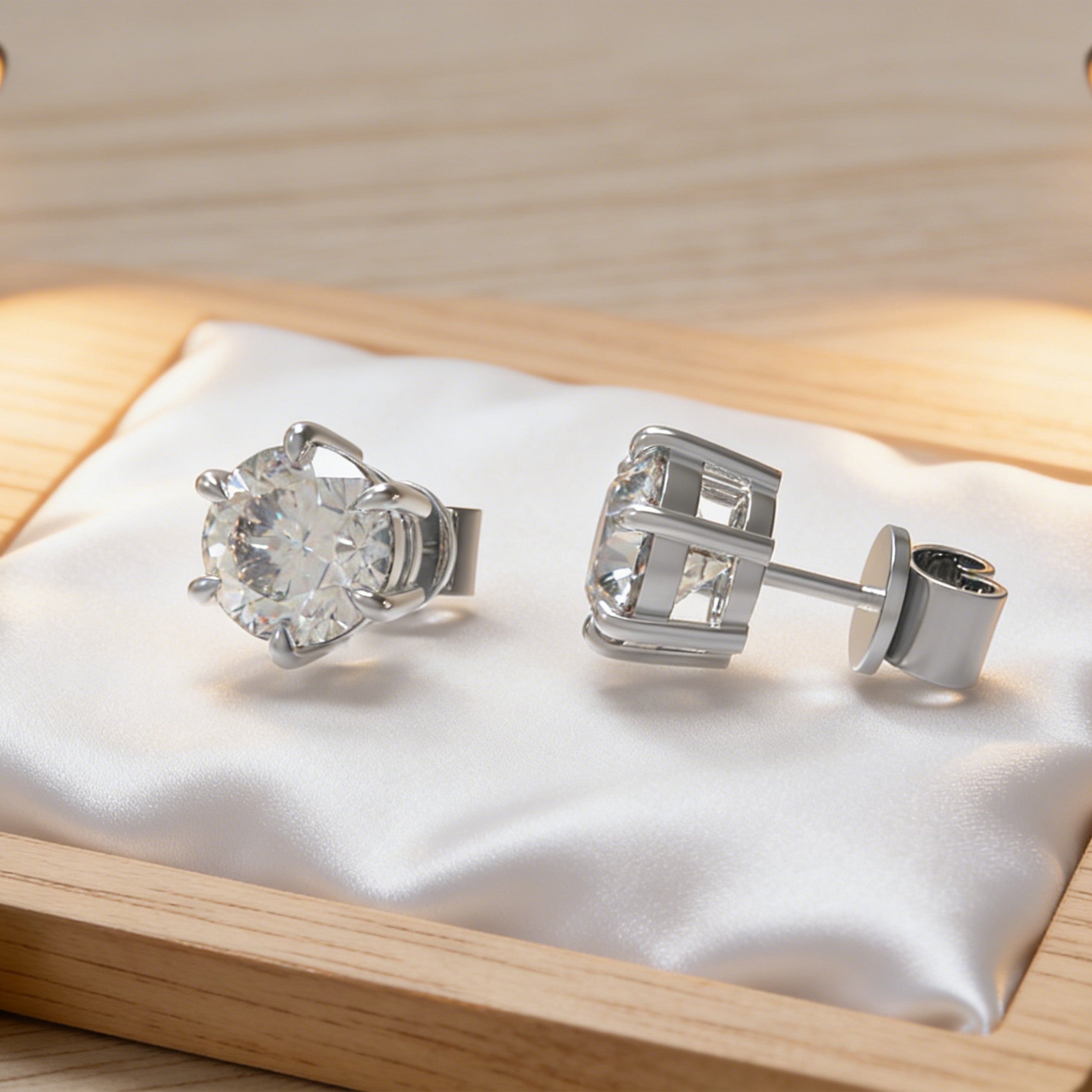 Moissanite Stud Earrings in 925 Sterling Silver, Ideal for Daily Wear, Gifting on Anniversaries, Holidays, etc.
