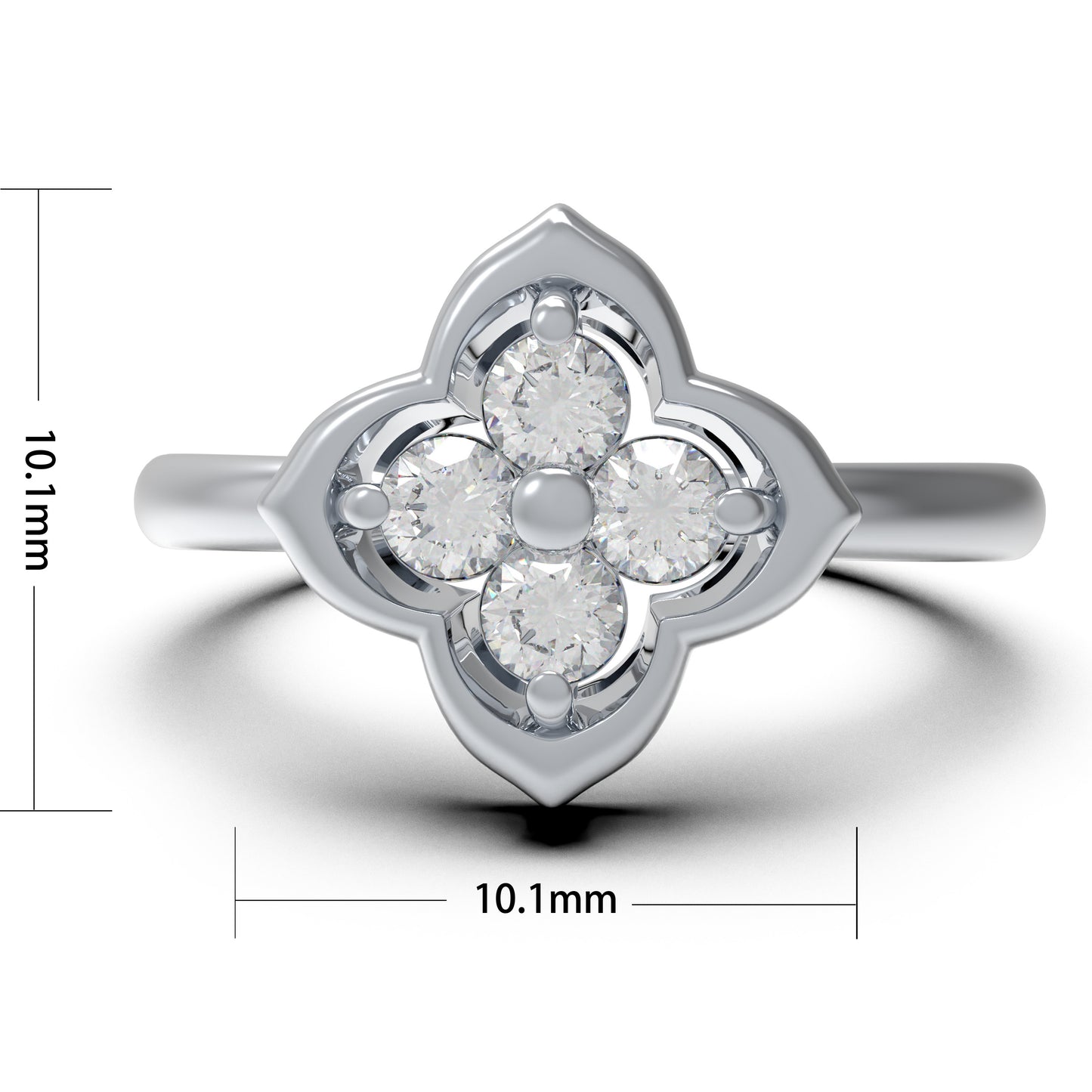 925 Sterling Silver Song Dynasty Inspired Moissanite Ring, 0.2 CTW, 4 Lab-Created Moissanites Promise Ring