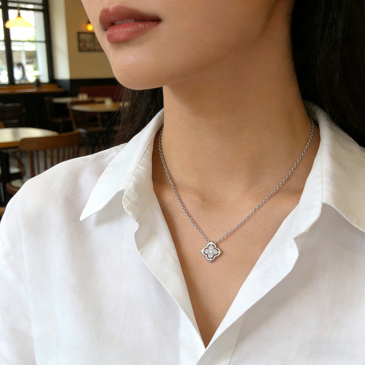 ELVORIQUE Song Grace Four-Leaf Clover Lab-Grown Diamond Necklace