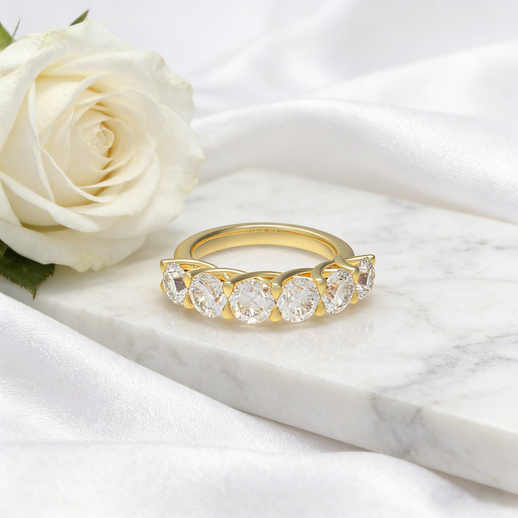 1.80CT Six-Stone Lab-Grown Diamond Ring in 10K or 14K Yellow Gold