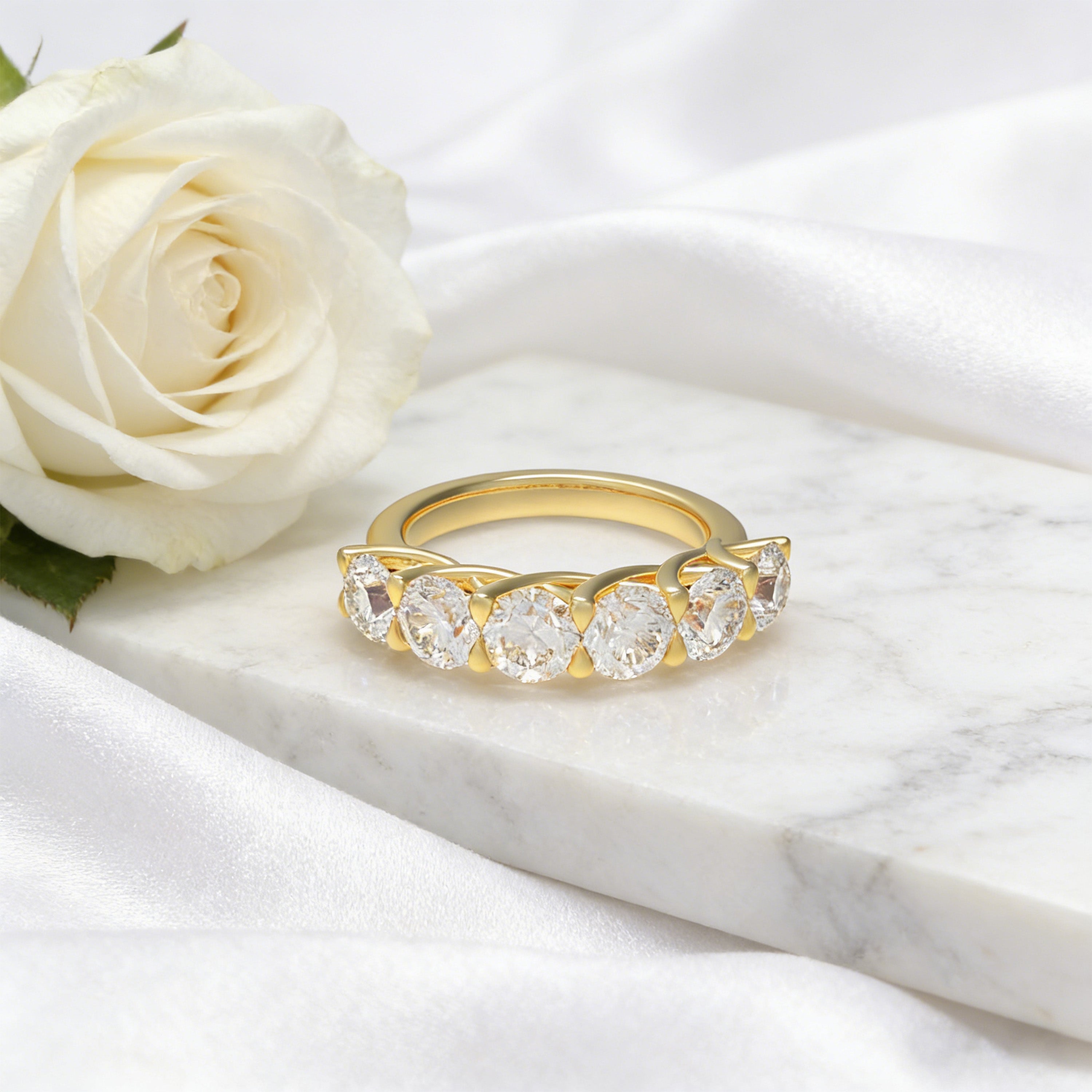 1.80CT Six-Stone Lab-Grown Diamond Ring in 10K or 14K Yellow Gold