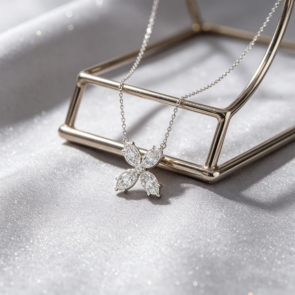 Marquise Bloom Moissanite Clover Necklace