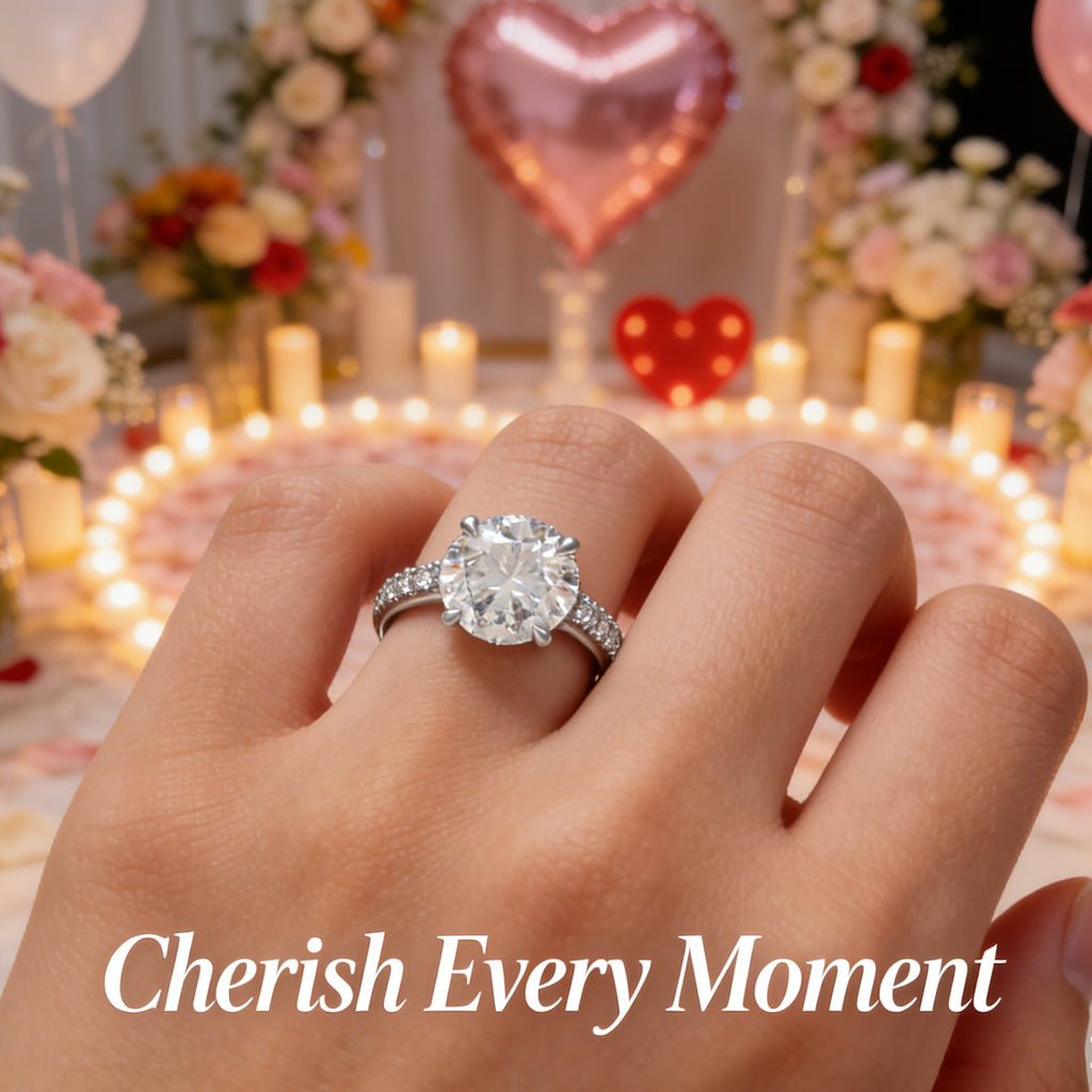 Eternal Halo Round Moissanite Engagement Ring in Sterling Silver