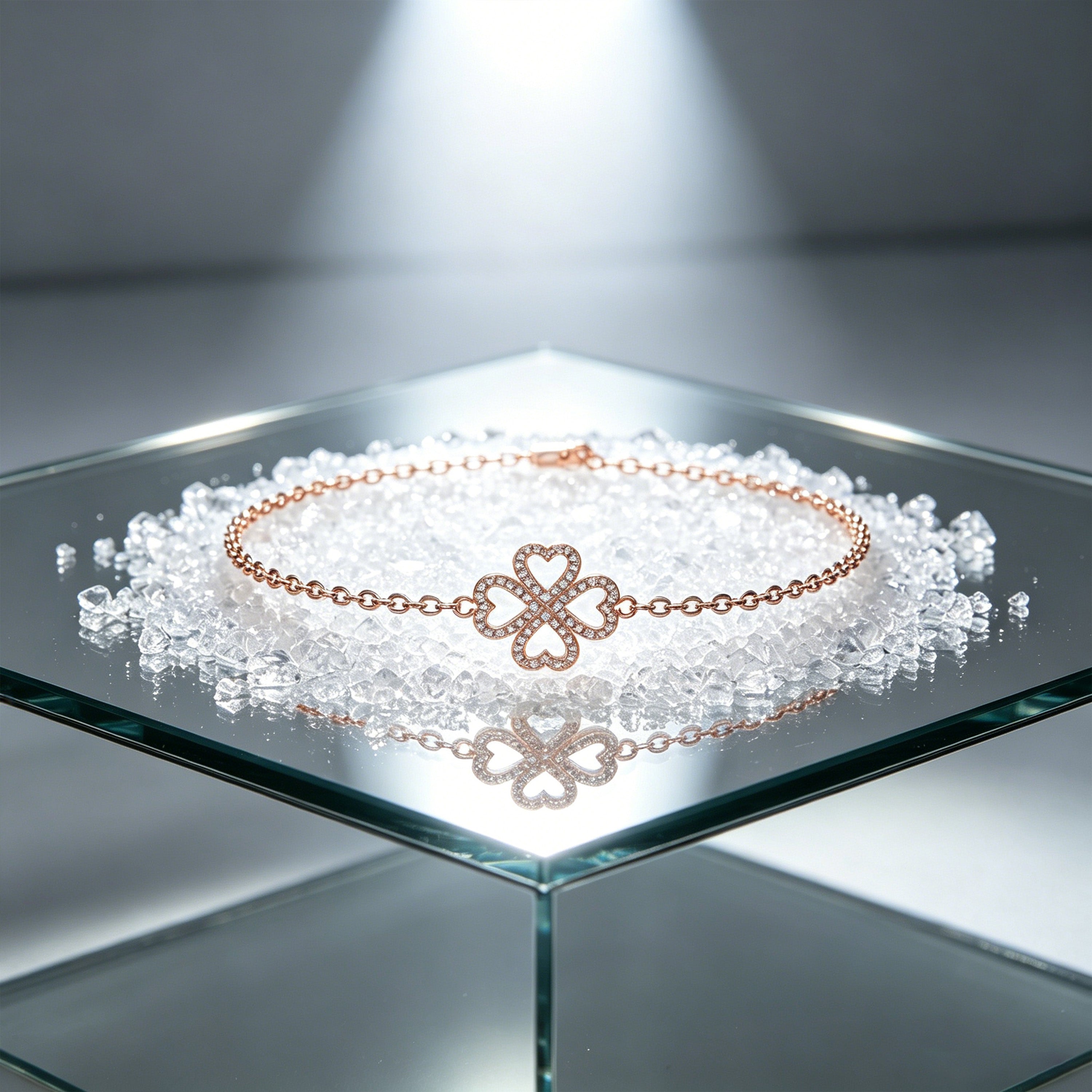 0.4CT Lab Grown Diamond Heart Lucky Bracelet, 10K/14K Solid Rose Gold Hypoallergenic Dainty Bracelet, Jewelry Gift for Women Anniversary Holiday Birthday