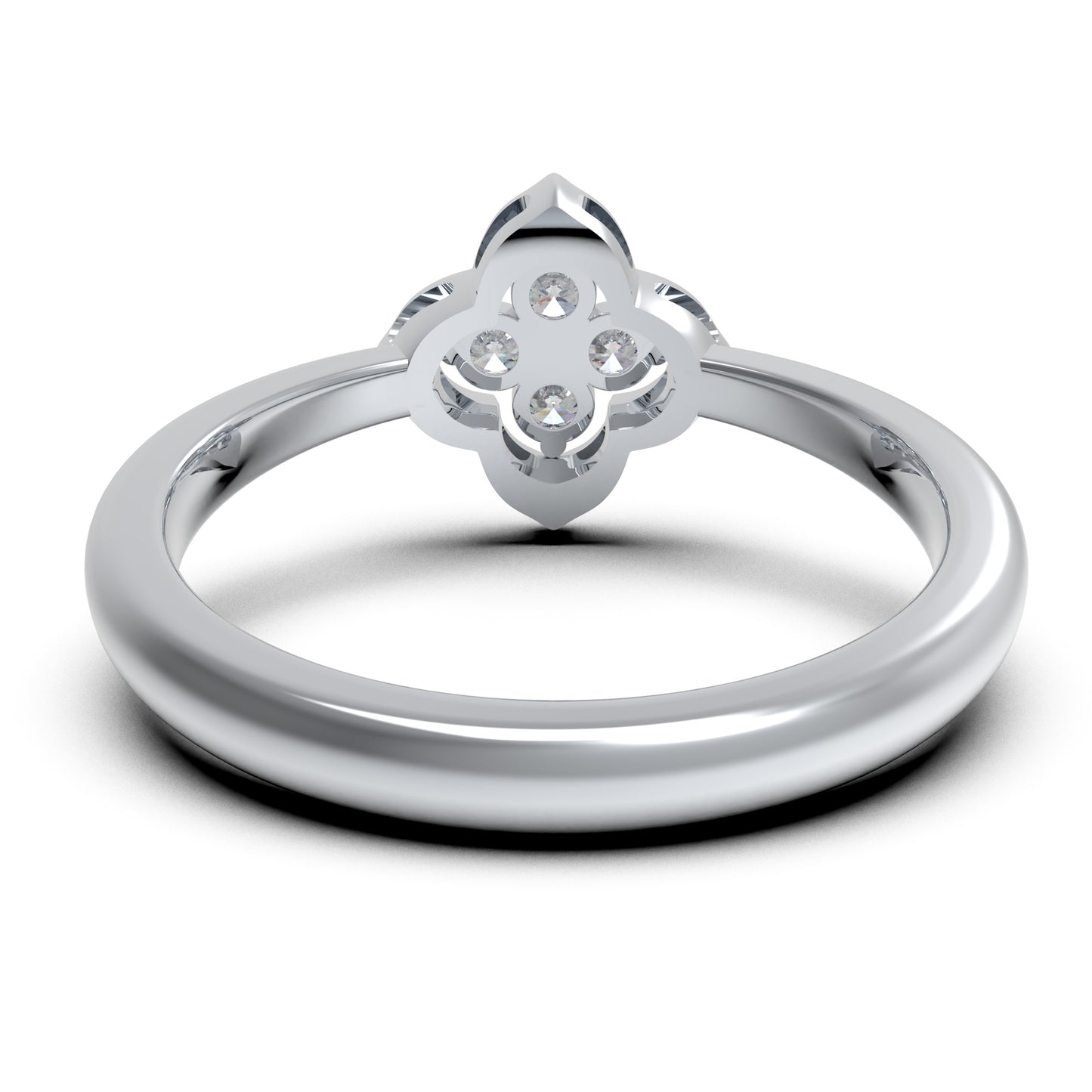 925 Sterling Silver Song Dynasty Inspired Moissanite Ring, 0.2 CTW, 4 Lab-Created Moissanites Promise Ring