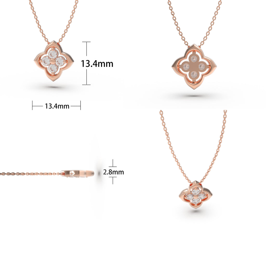 Song-Inspired Four-Petal Rose Gold Diamond Necklace