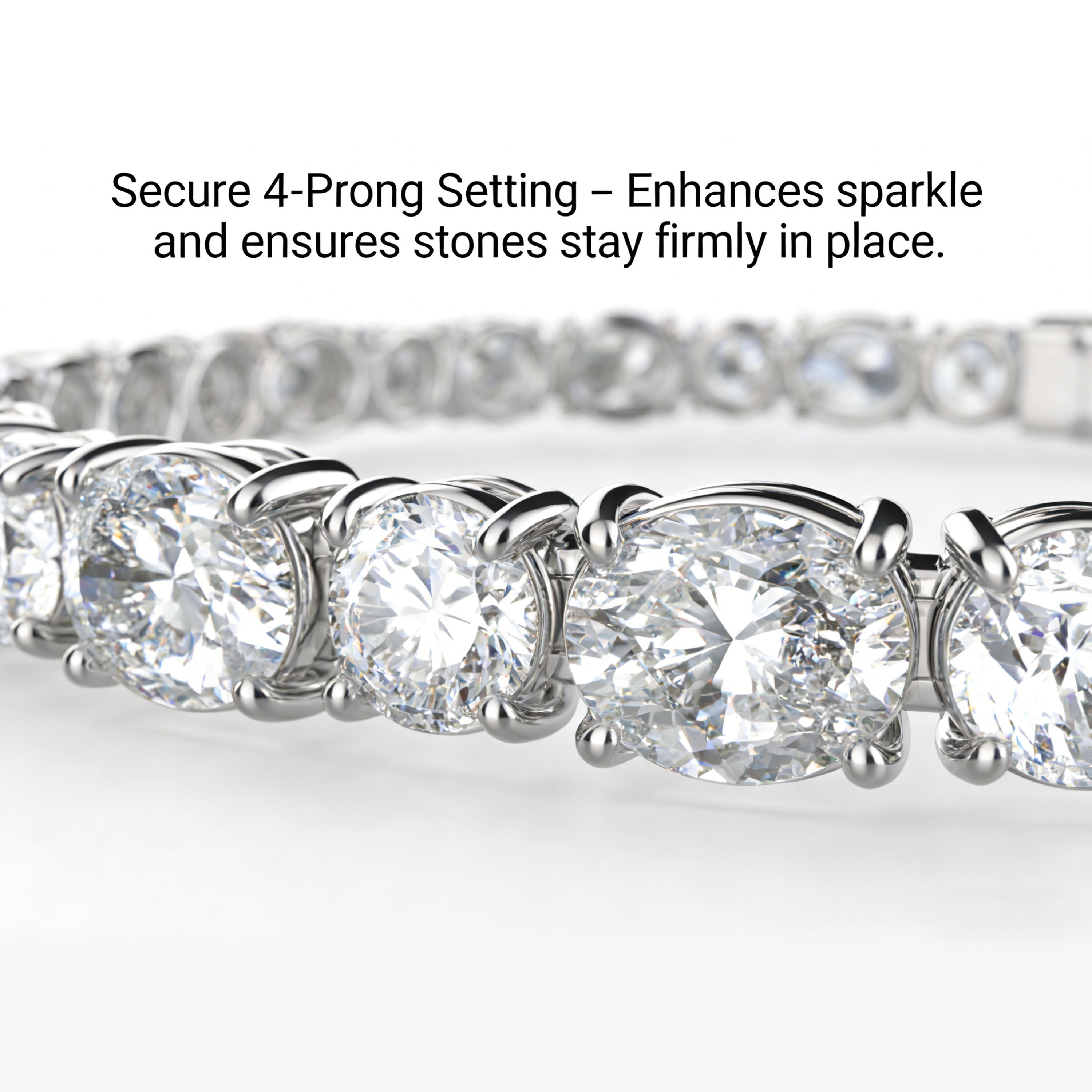 Bracelet tennis Ophelia Eternity fait main en argent 925 et moissanite pour femme | 4 à 10 carats | Bijou élégant 33 pierres | Gravure et coffret cadeau offerts 