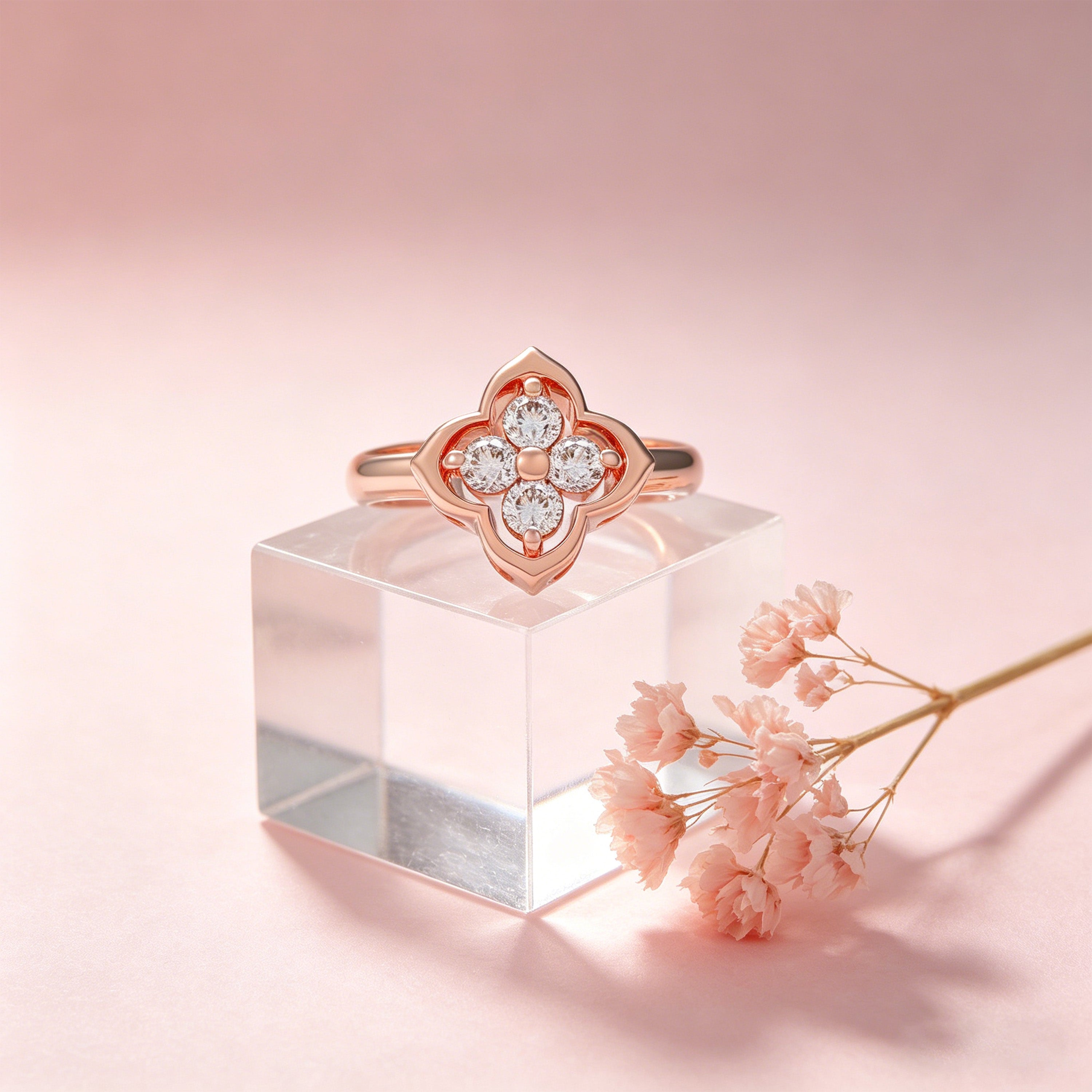 Serene Bloom Clover Diamond Ring