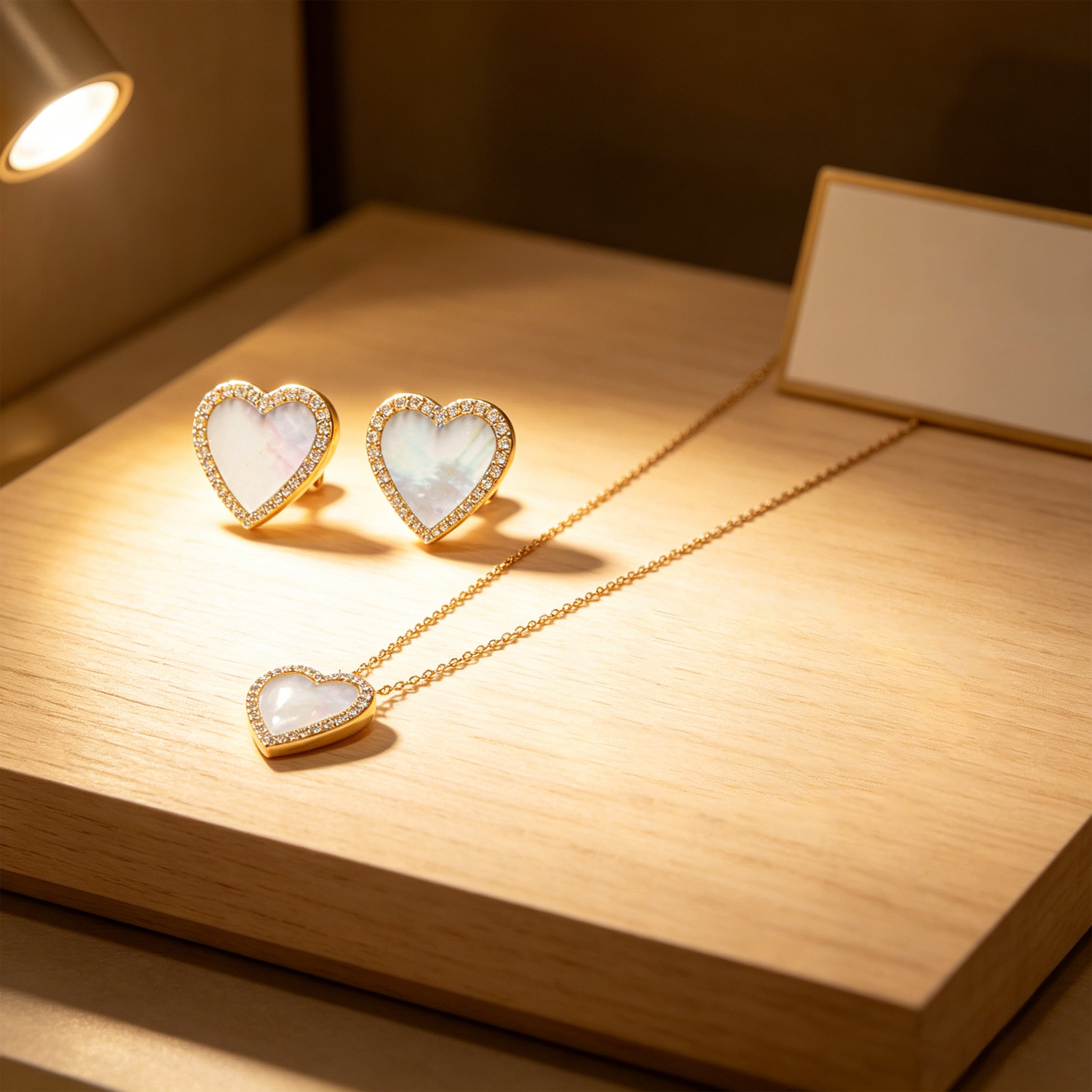 Lumina Heart Mother-of-Pearl Diamond Stud Earrings