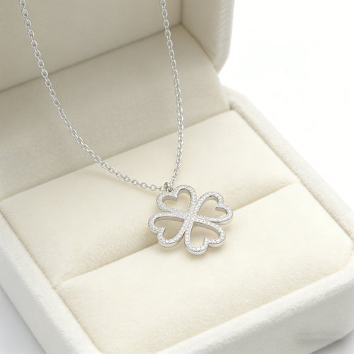 925 Sterling Silver 0.50 CTW Moissanite Heart Clover Pendant Necklace