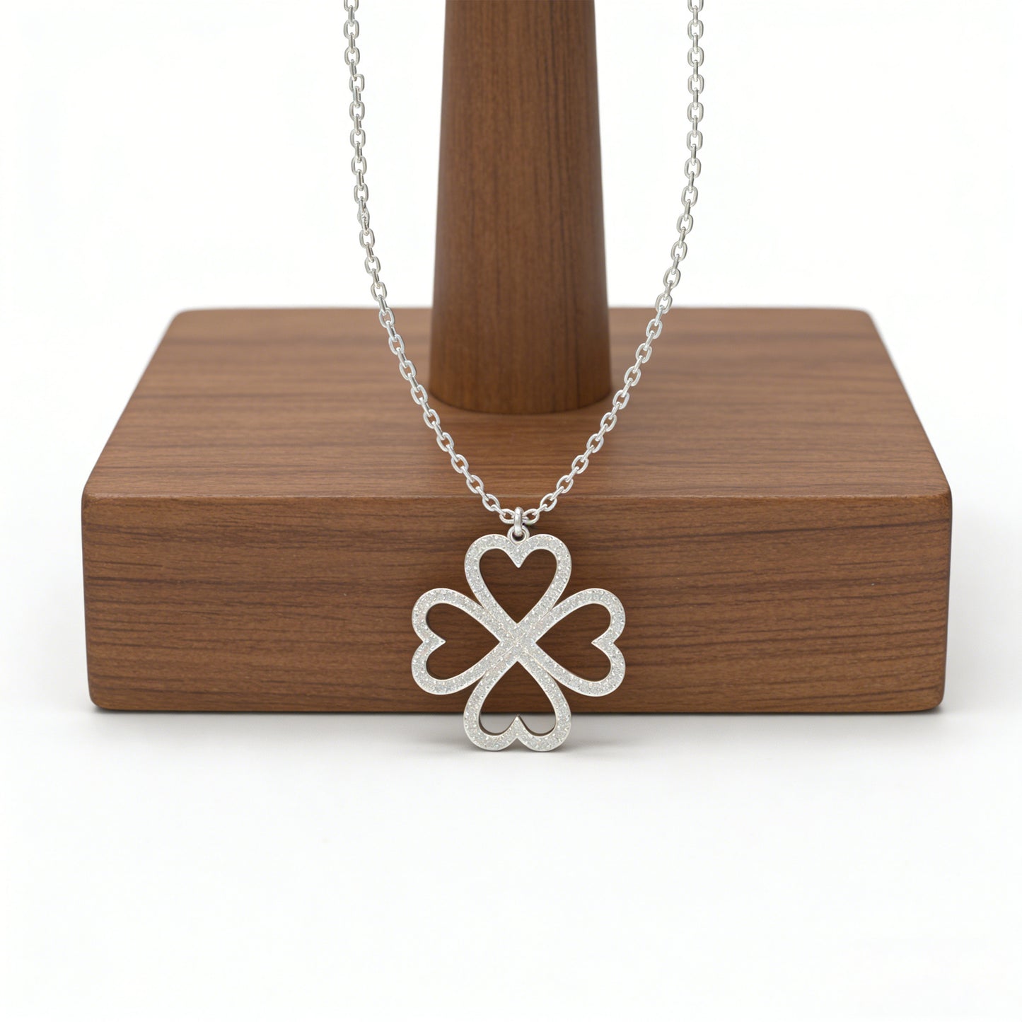Ophelia Eternity 10K/14K White Gold Four-Leaf Clover Heart Pendant Necklace with 0.5ct Lab-Grown Diamonds, Good Luck Jewelry Gift for Women, Sisters, Lovers & Clients