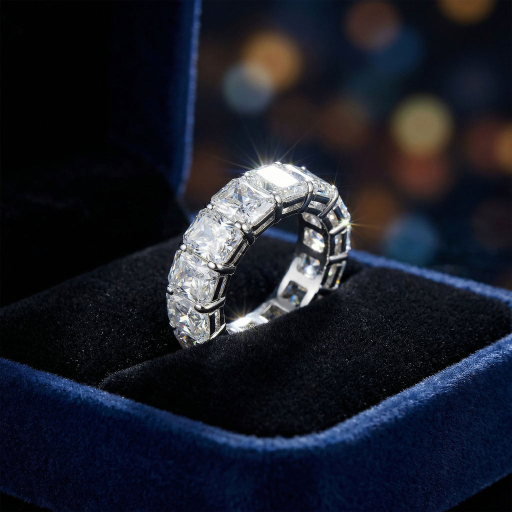 3.6ct Lab-Grown Moissanite Sterling Silver Engagement Ring for Women - Customizable Eternal Covenant Full Diamond Round Ring(Engravable - Custom Text Available)