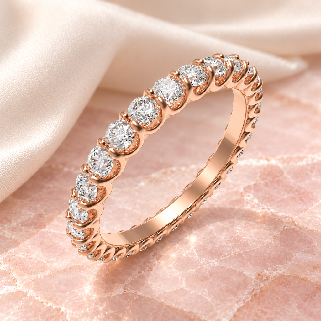 Rose Orbit 1 CTW Lab-Grown Diamond Full Eternity Ring in Rose Gold