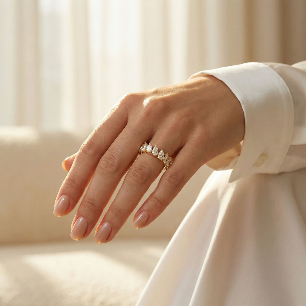 Drops of Eternity 3 CTW Pear Lab-Grown Diamond Full Eternity Band in Yellow Gold