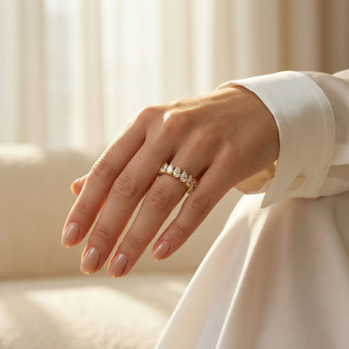 Drops of Eternity 3 CTW Pear Lab-Grown Diamond Full Eternity Band in Yellow Gold