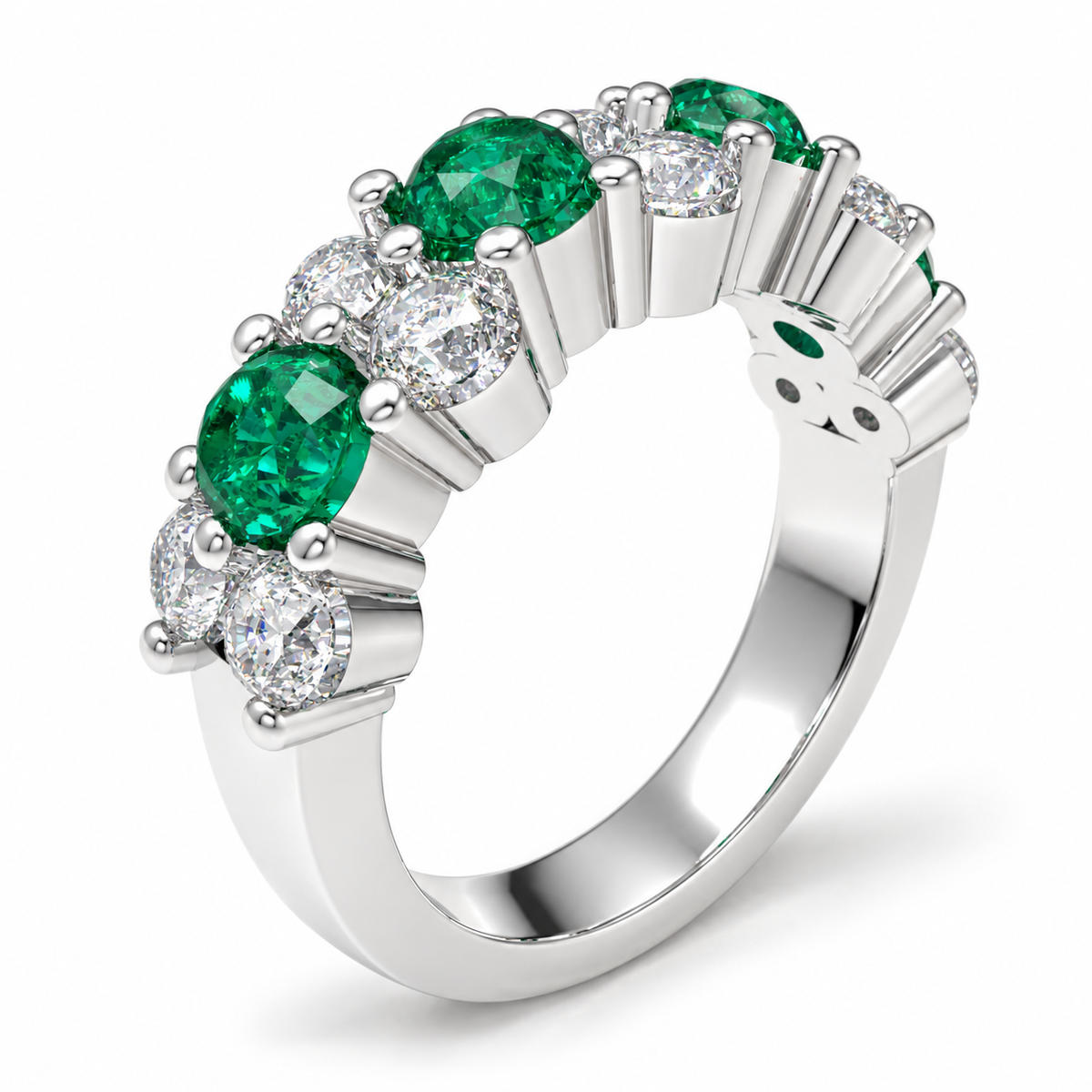 Verdant Constellation Lab-Grown Emerald & Diamond Cluster Ring