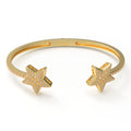 Golden Twin Stars 128-Diamond Open Cuff Bracelet in 10K/14K Gold