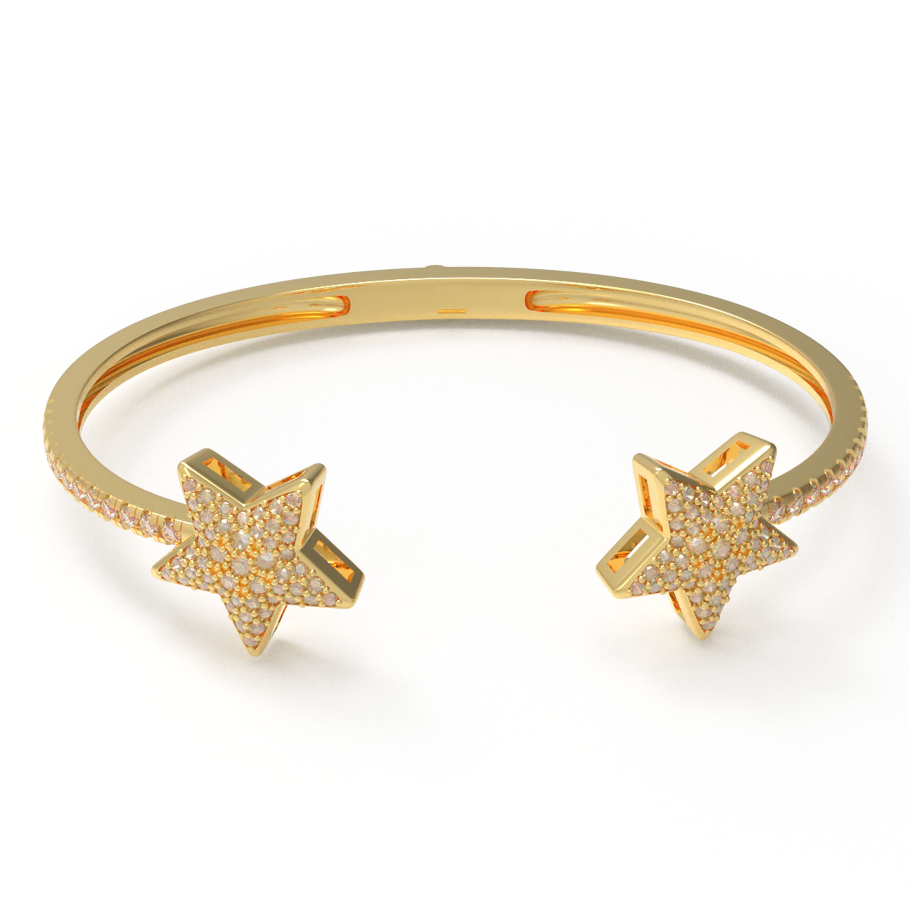 10K/14K Yellow Gold 5-Star Bracelet with 128 Lab-Grown Diamonds (VVS1-VVS2, D-E) | Stackable Fine Jewelry Gift for Women, Anniversary, Mother's Day, Christmas