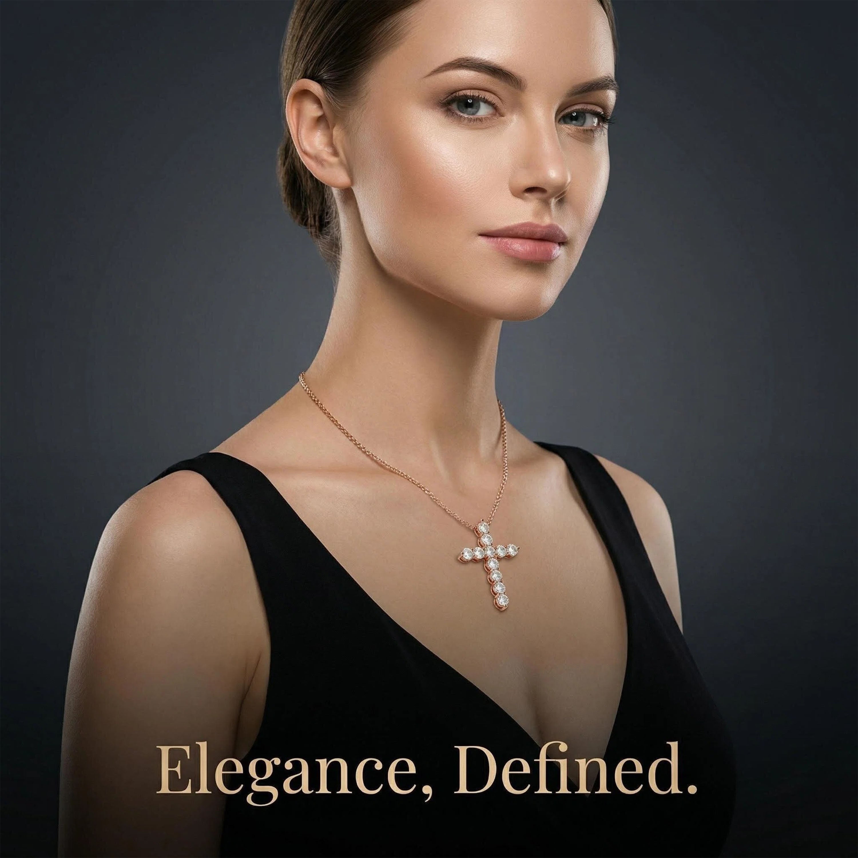 10K/14K Rose Gold Pendant Necklace with 1ct Lab-Created Diamonds (11 Round 3mm, VVS1-VVS2 D-E) - 450mm Chain, Gift for Her