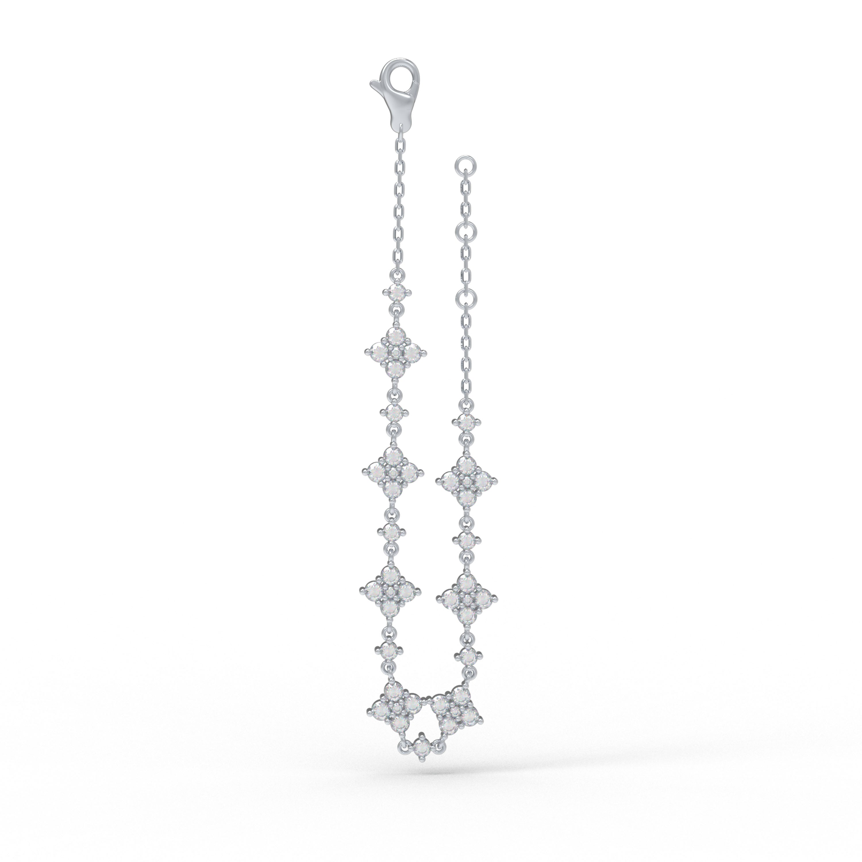 Fortune in Bloom Five-Clover Moissanite Bracelet in Sterling Silver