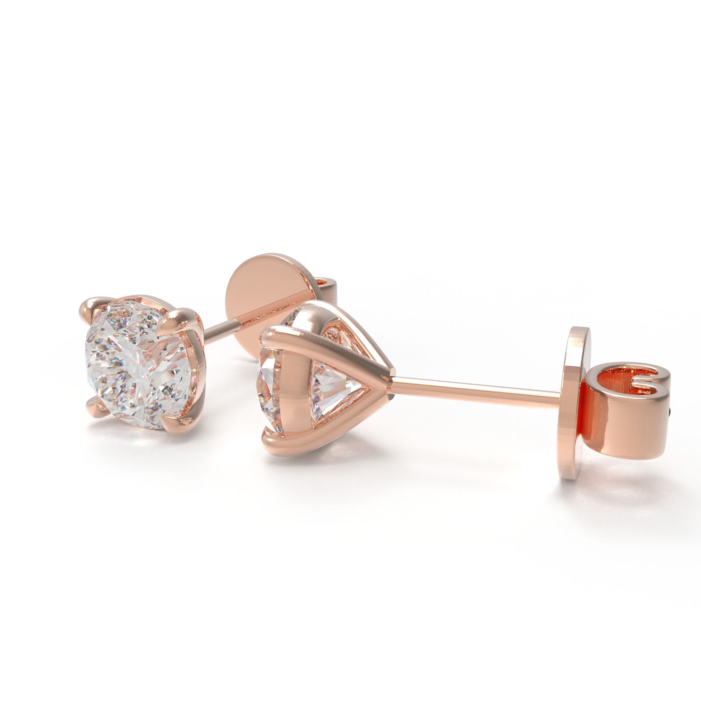 Lab-Grown Diamond Stud Earrings for Women, 0.5ct/1ct D-E VVS1-VVS2, 10K/14K/18K Rose Gold, Gift for Her