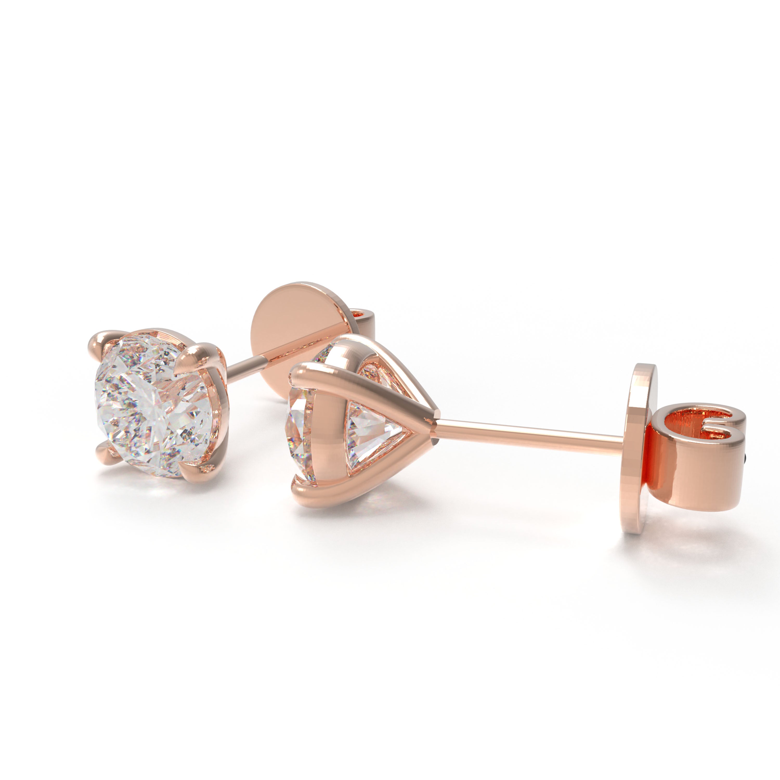 Lab-Grown Diamond Stud Earrings for Women, 0.5ct/1ct D-E VVS1-VVS2, 10K/14K/18K Rose Gold, Gift for Her