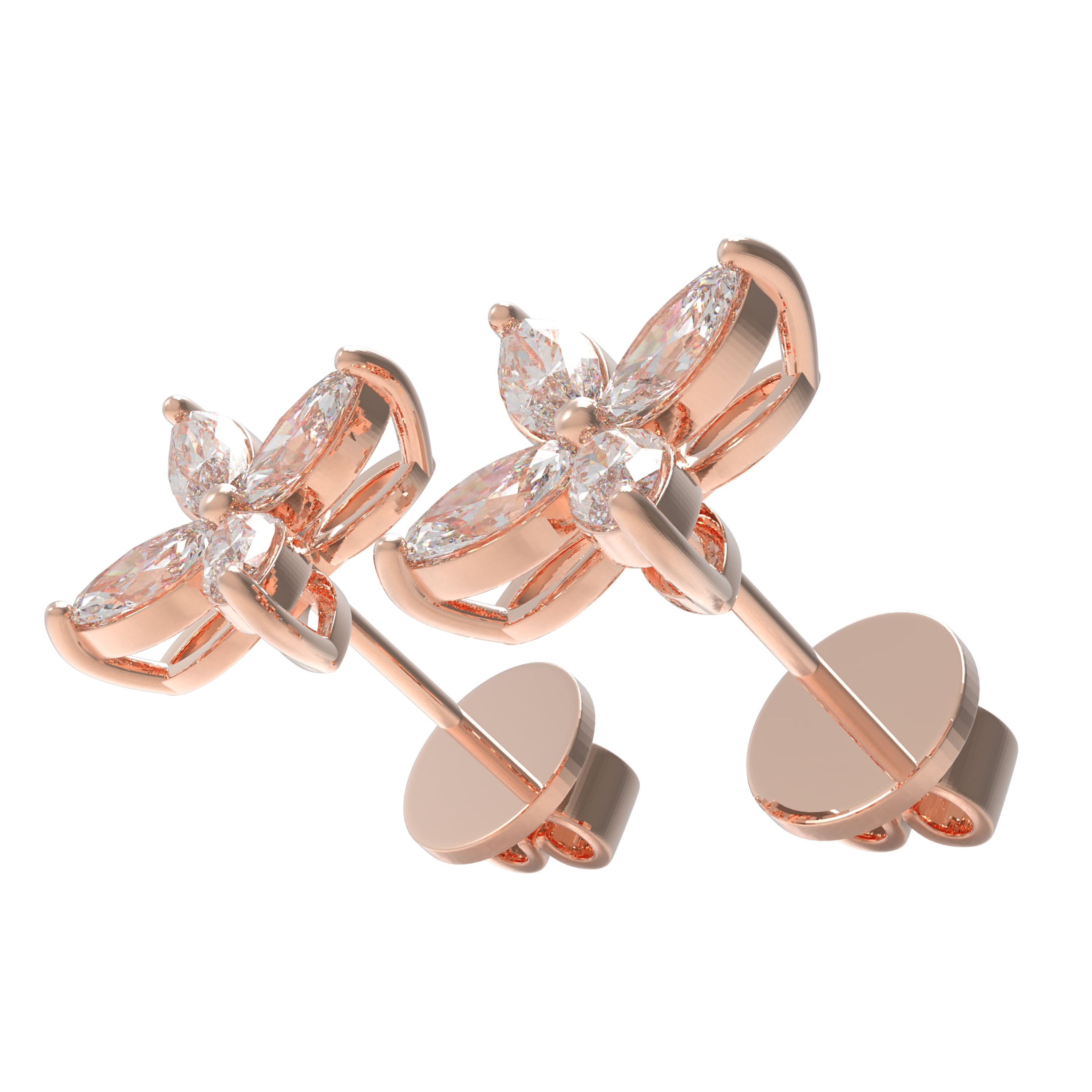 Classic Marquise Lab-Grown Diamond Stud Earrings in Gold | 1ct or 2ct Total Weight