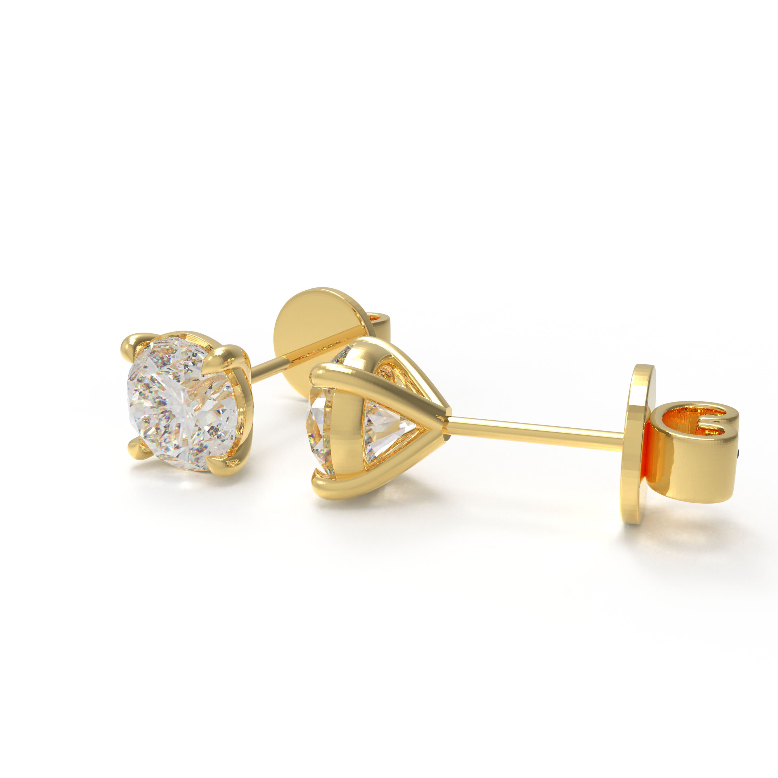Lab-Grown Diamond Stud Earrings for Women, 0.5ct/1ct D-E VVS1-VVS2, 10K/14K Yellow Gold, Gift for Her