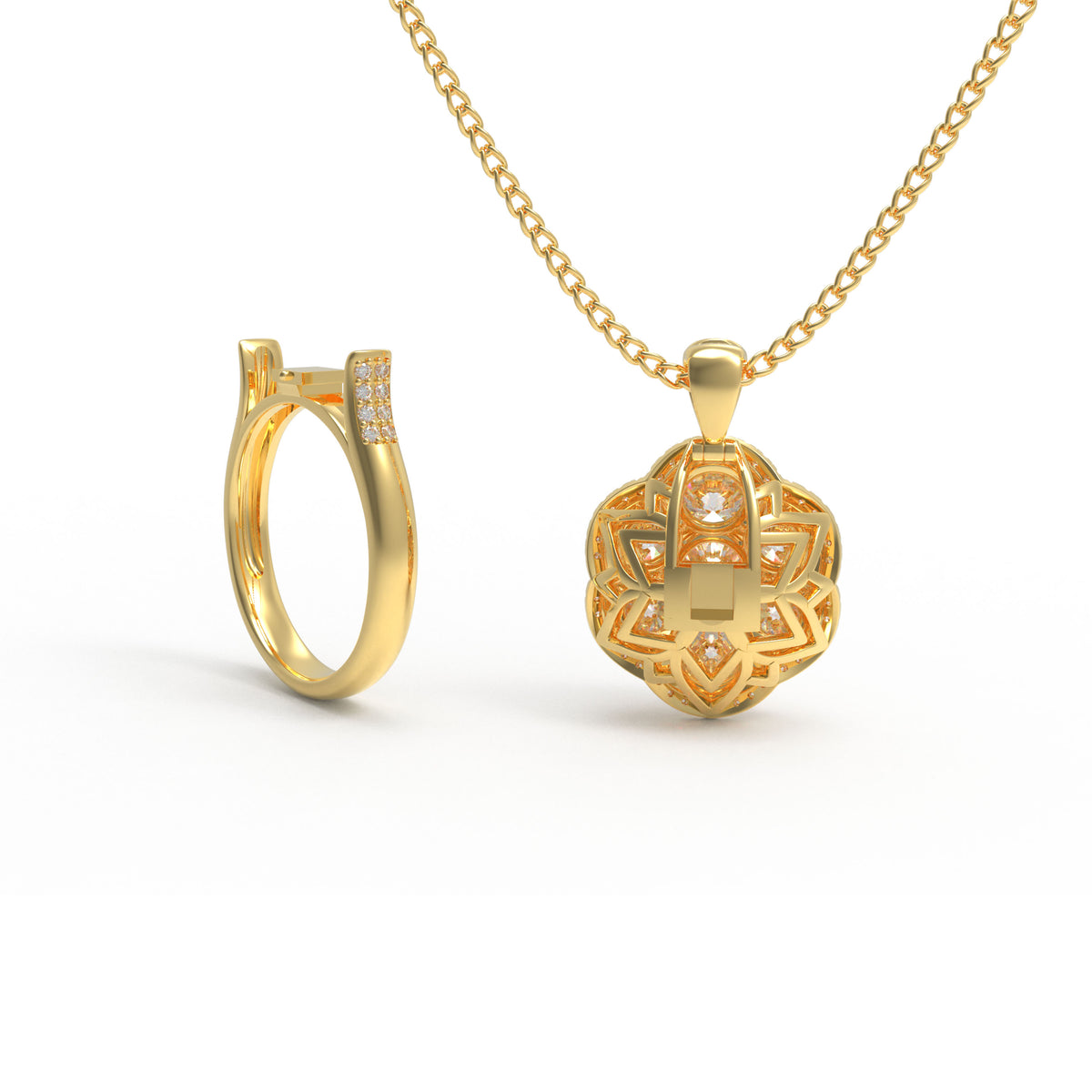 Bloom in Motion Lab-Grown Diamond Convertible Flower Ring & Pendant in 10K/14K Gold