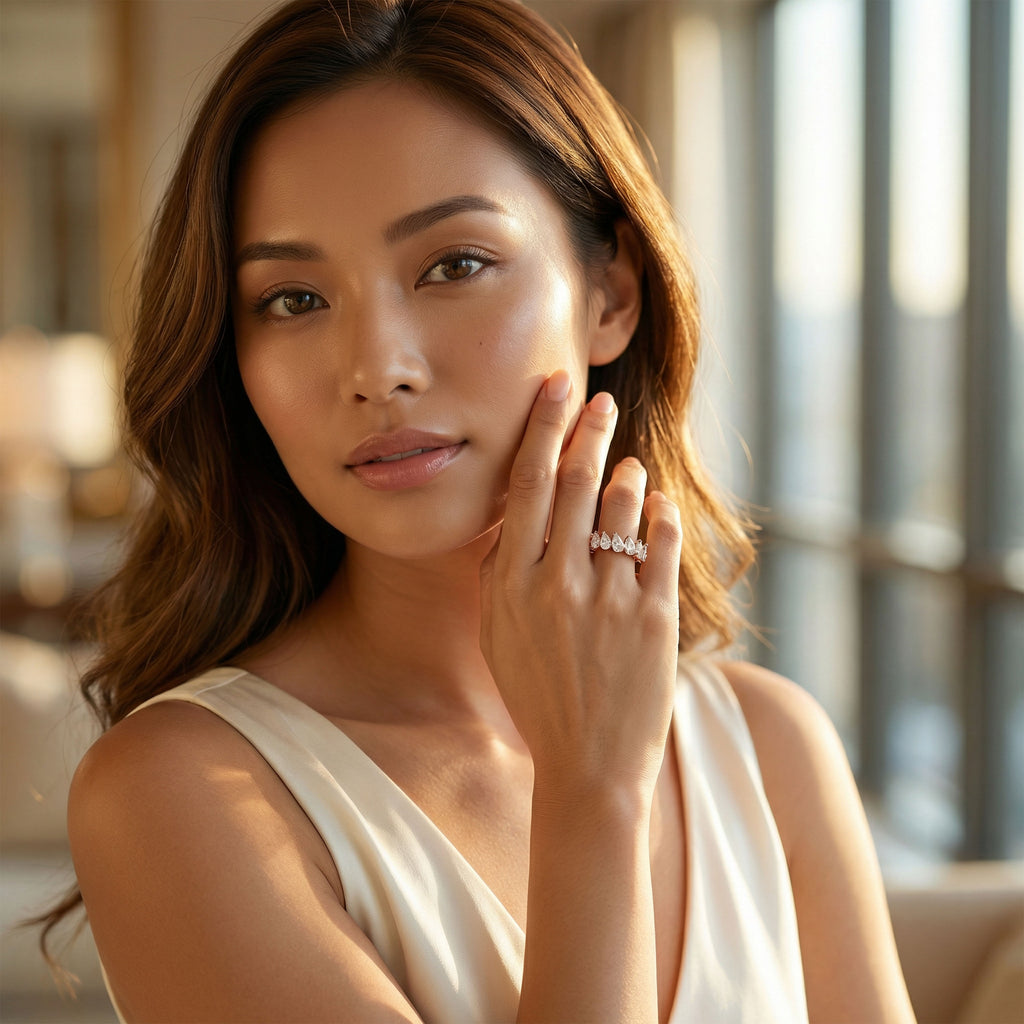 Drops of Eternity 3 CTW Pear Lab-Grown Diamond Full Eternity Band in Rose Gold