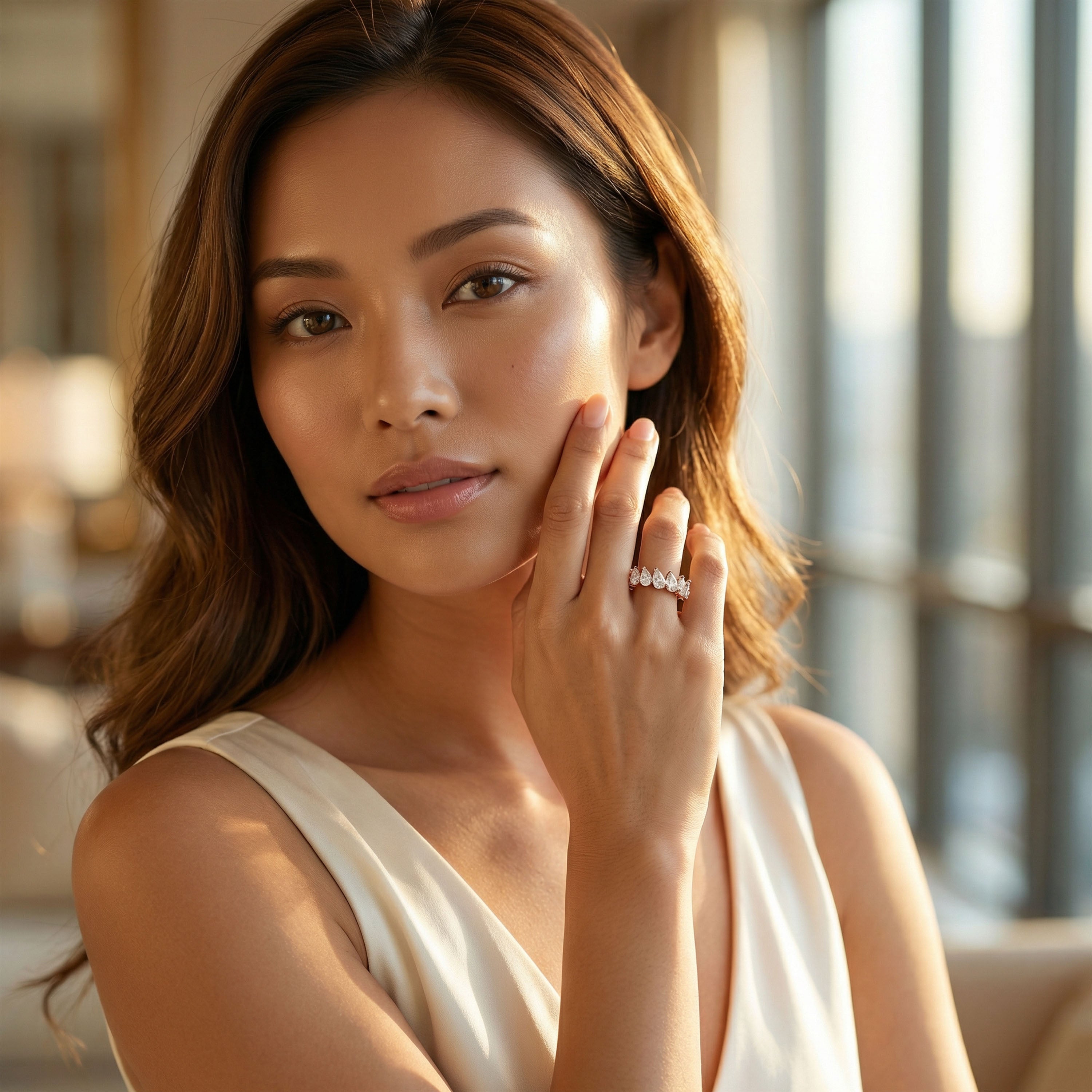 Drops of Eternity 3 CTW Pear Lab-Grown Diamond Full Eternity Band in Rose Gold