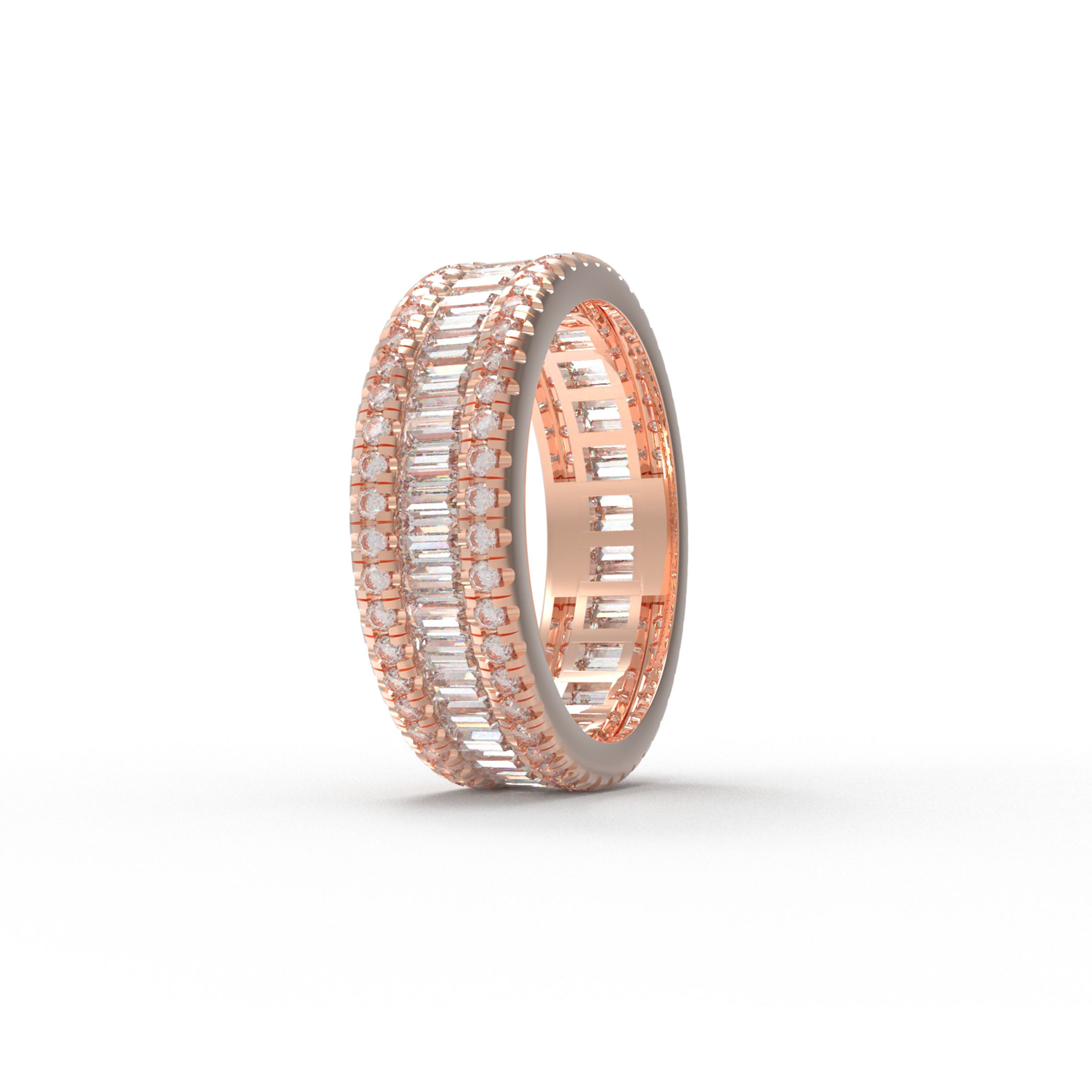 ELVORIQUE Rose Radiance Three-Row Moissanite Eternity Ring