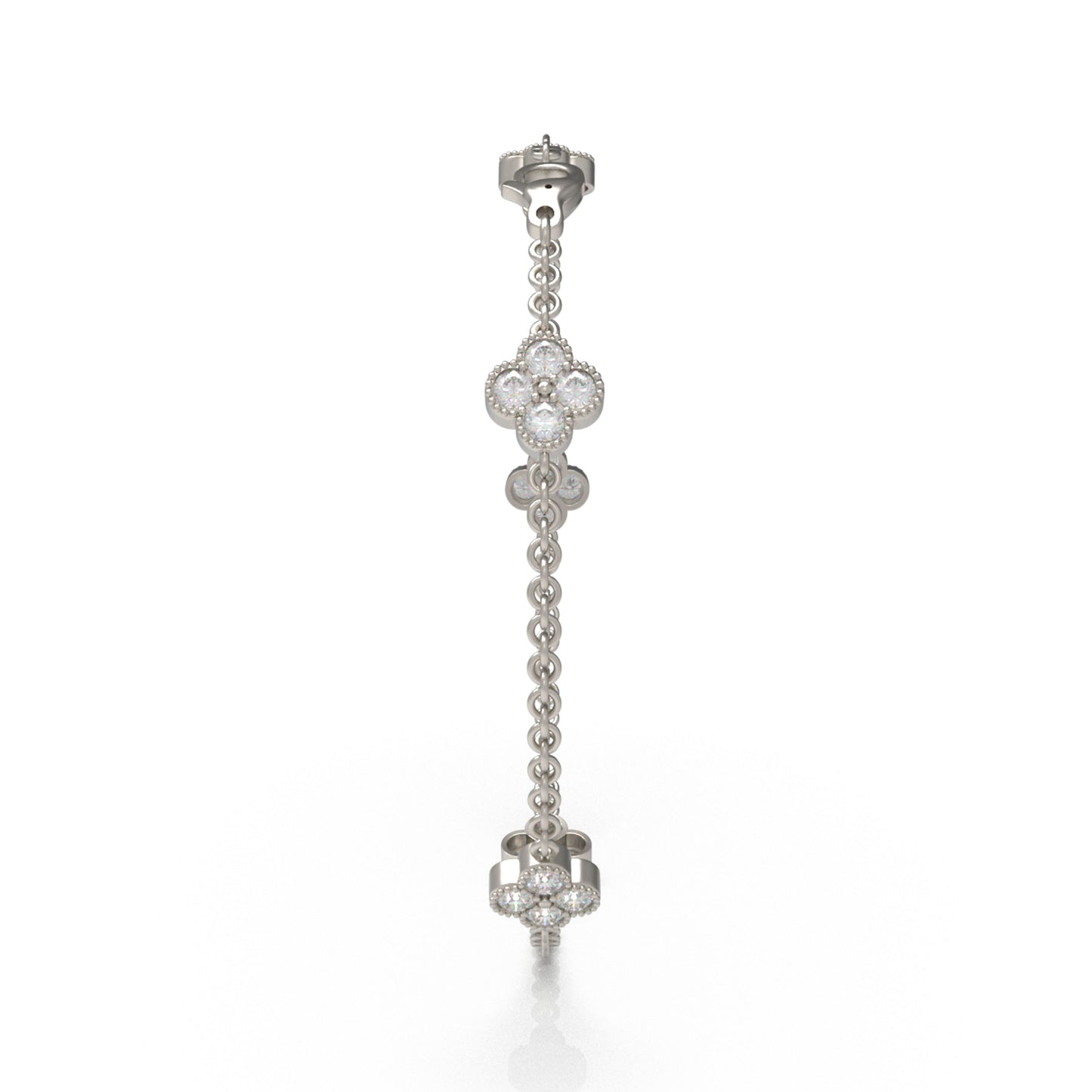 Handmade Four - Leaf Clover Bracelet with Lab - Grown Diamonds (VVS1 - VVS2 Clarity) in 9K/14K/18K White Gold