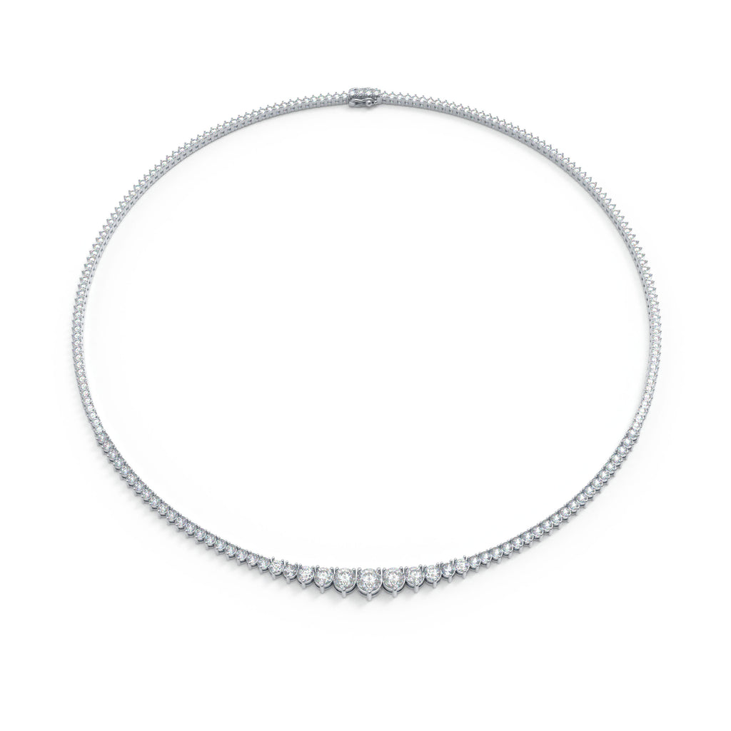 Cascade of Light Graduated Moissanite Necklace in Sterling Silver