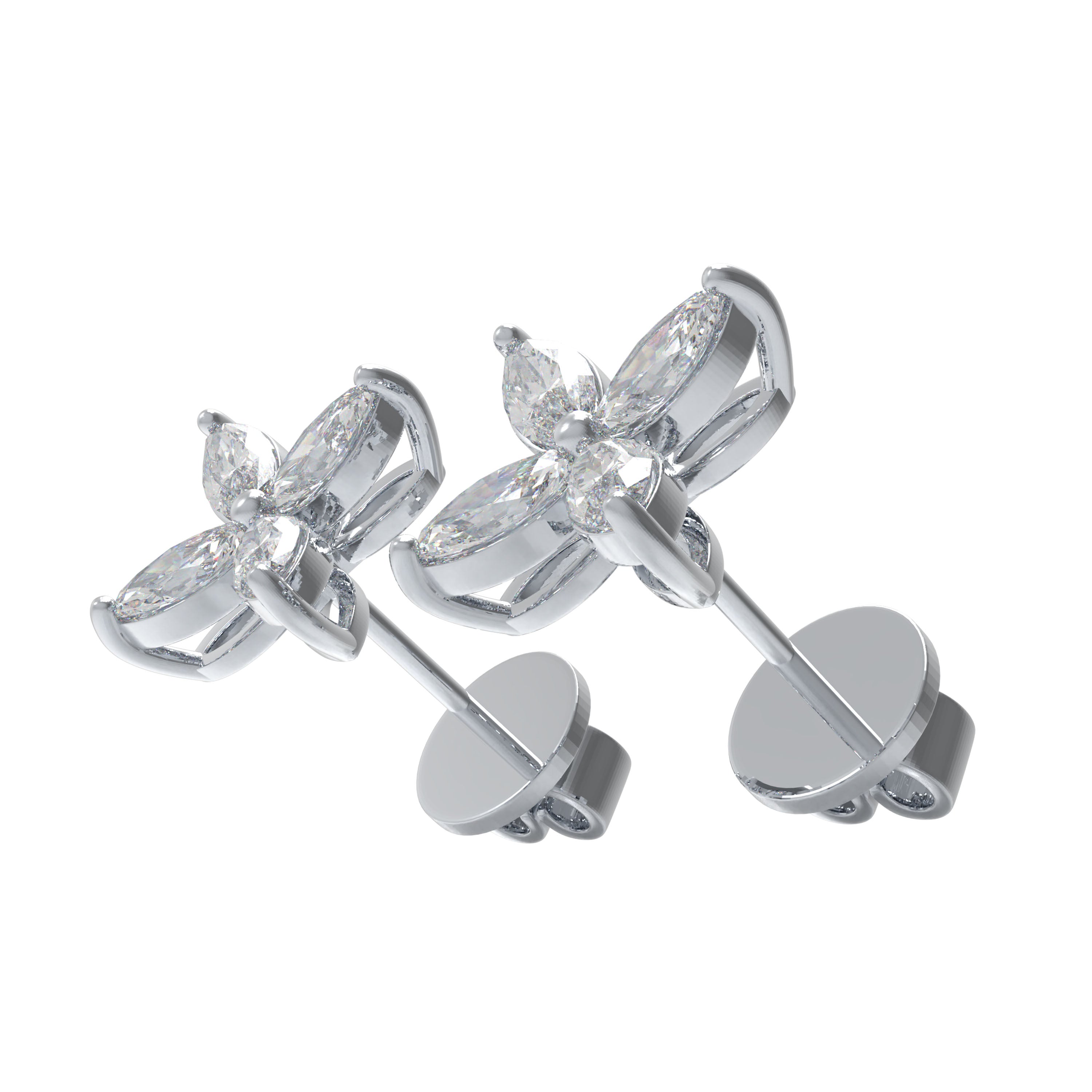 Classic Marquise Lab-Grown Diamond Stud Earrings in Gold | 1ct or 2ct Total Weight