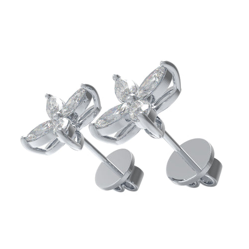 Classic Marquise Lab-Grown Diamond Stud Earrings in Gold | 1ct or 2ct Total Weight
