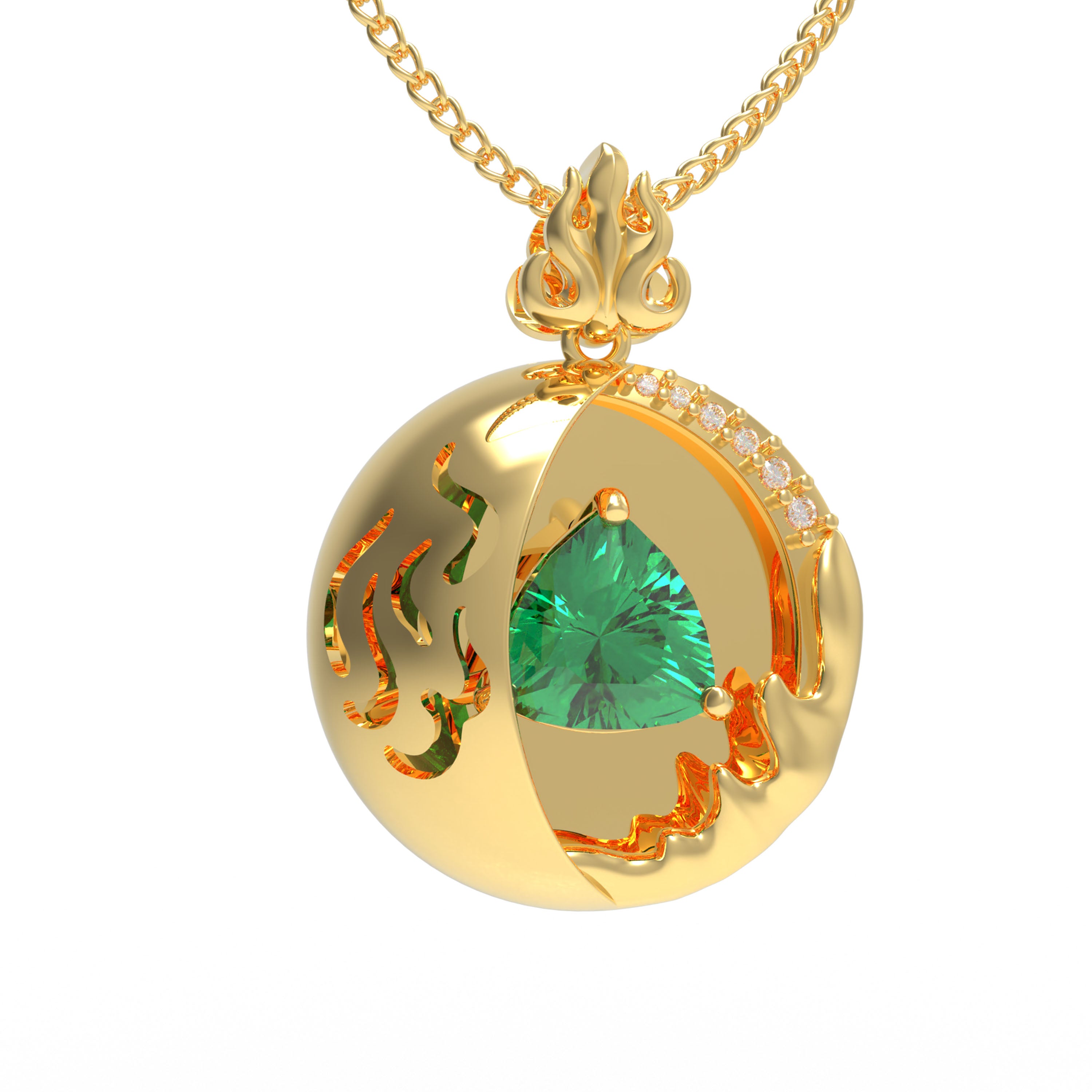 Lab-Grown 1CT Emerald Pendant Necklace with 6 VVS1-VVS2 D-E Color Diamonds, 10K/14K White/Yellow/Rose Gold & Platinum, Perfect Gift for Anniversary/Valentine’s Day/Christmas